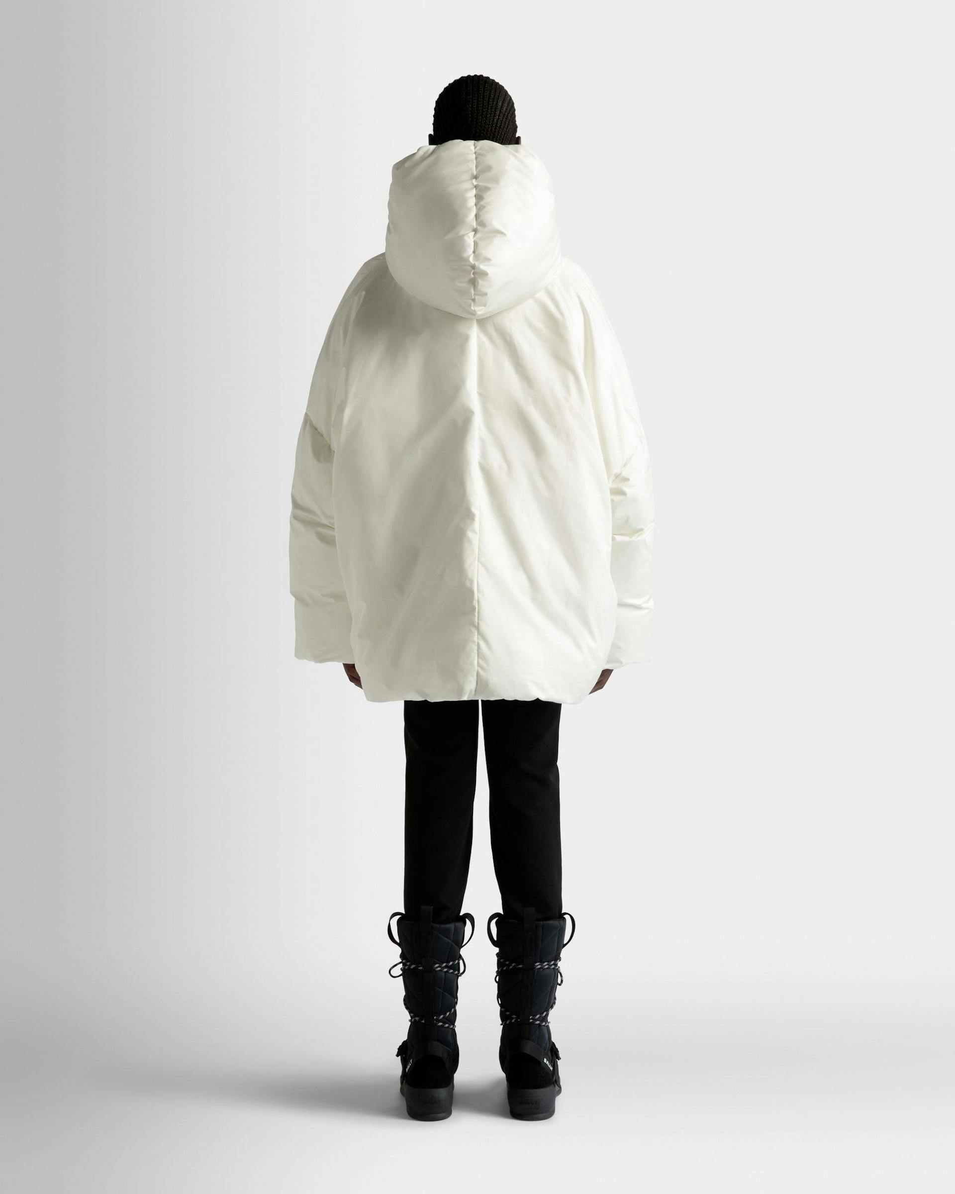 Women's Puffer Jacket In White Nylon | Bally | On Model Back