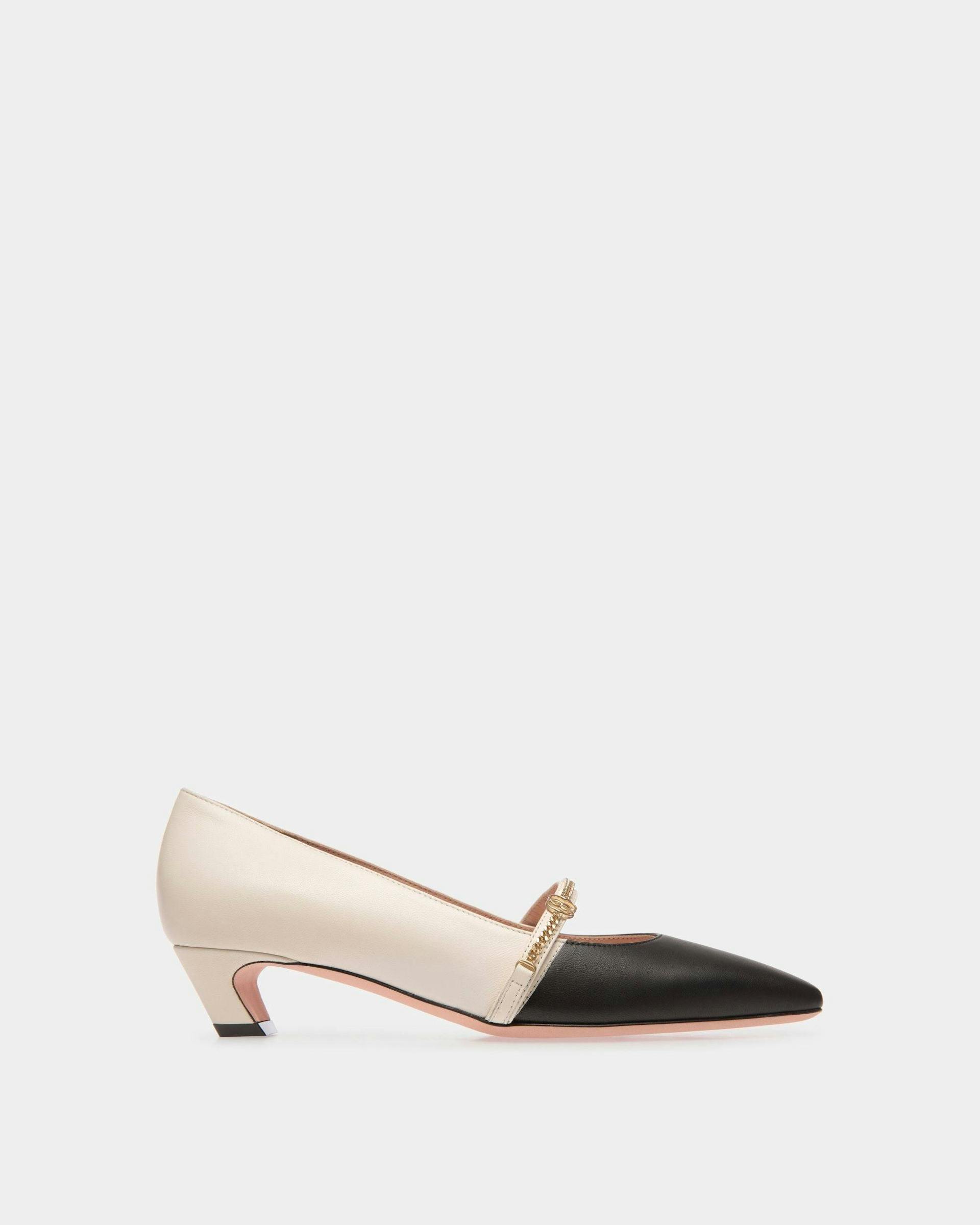 Women's Sylt Mary-Jane Pump In Black And White Leather | Bally | Still Life Side