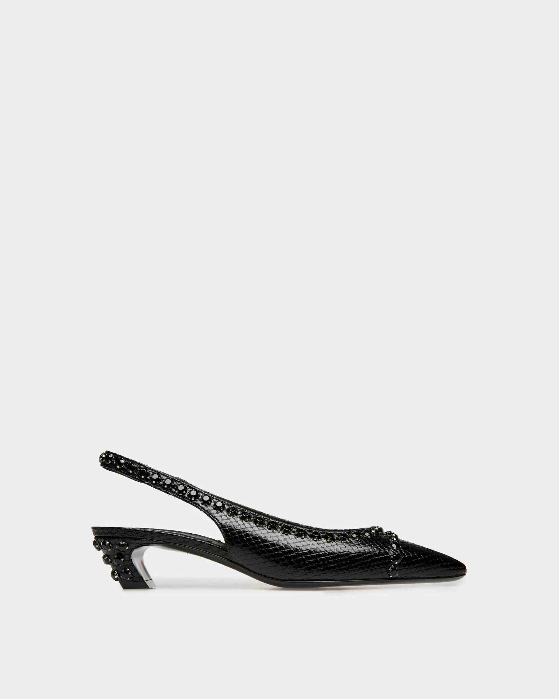 Sylt Slingback Pump in Black Python Printed Leather - Women's - Bally