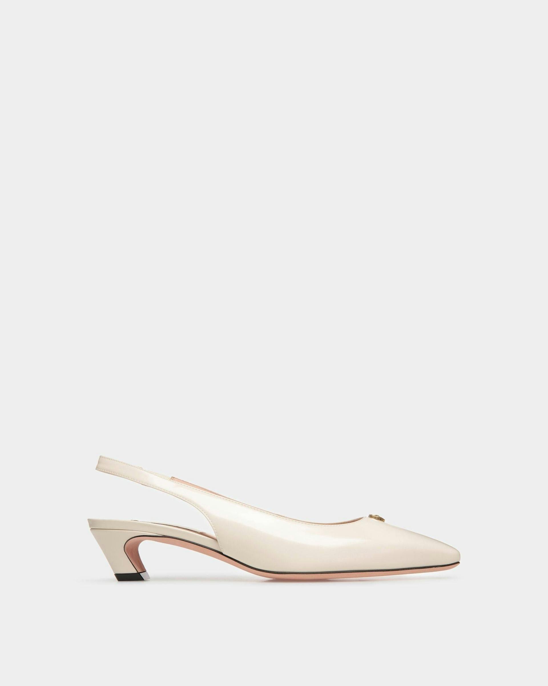 Women's Sylt Slingback Pump In White Leather | Bally | Still Life Side