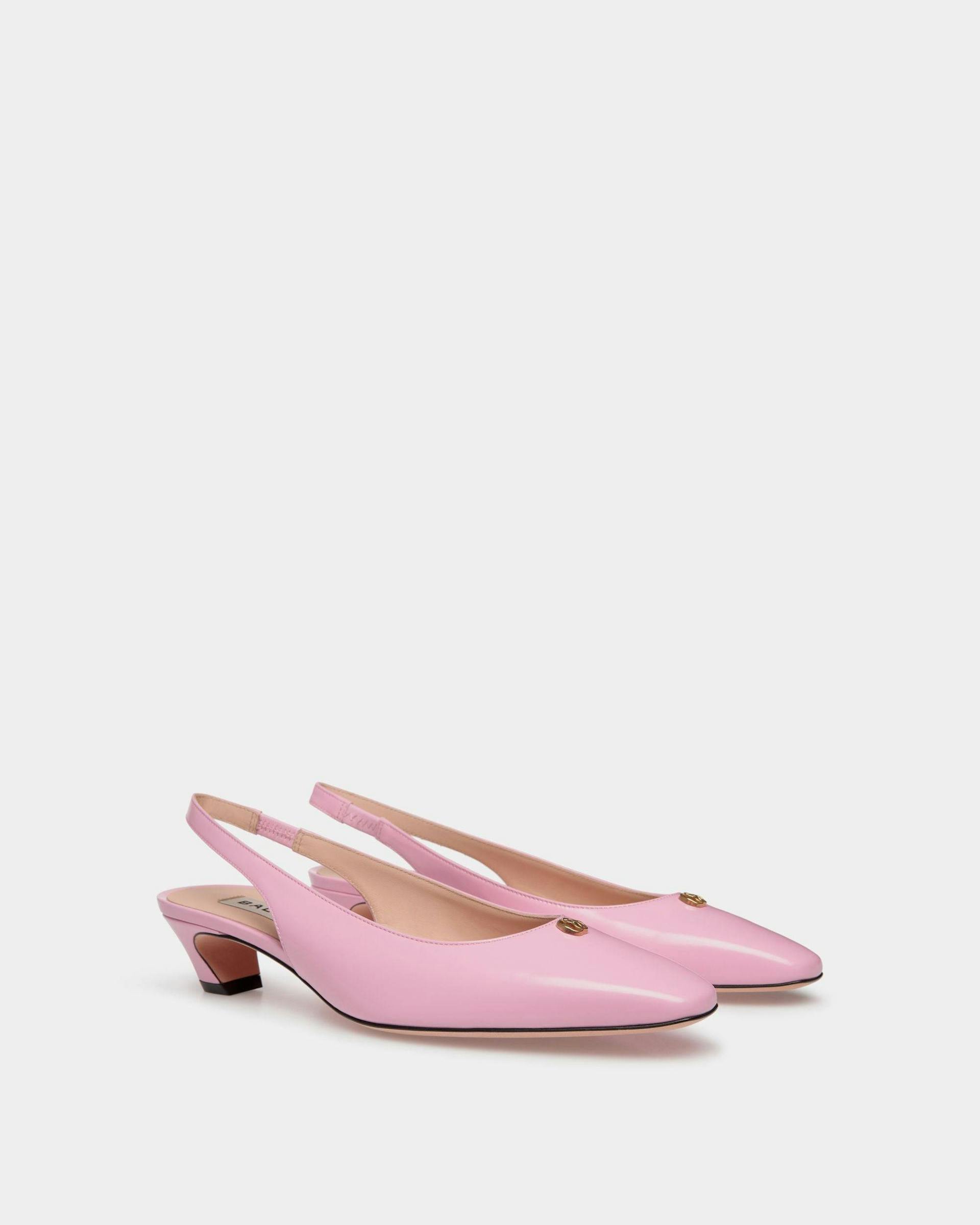Women's Sylt Slingback Pump In Pink Leather | Bally | Still Life 3/4 Front