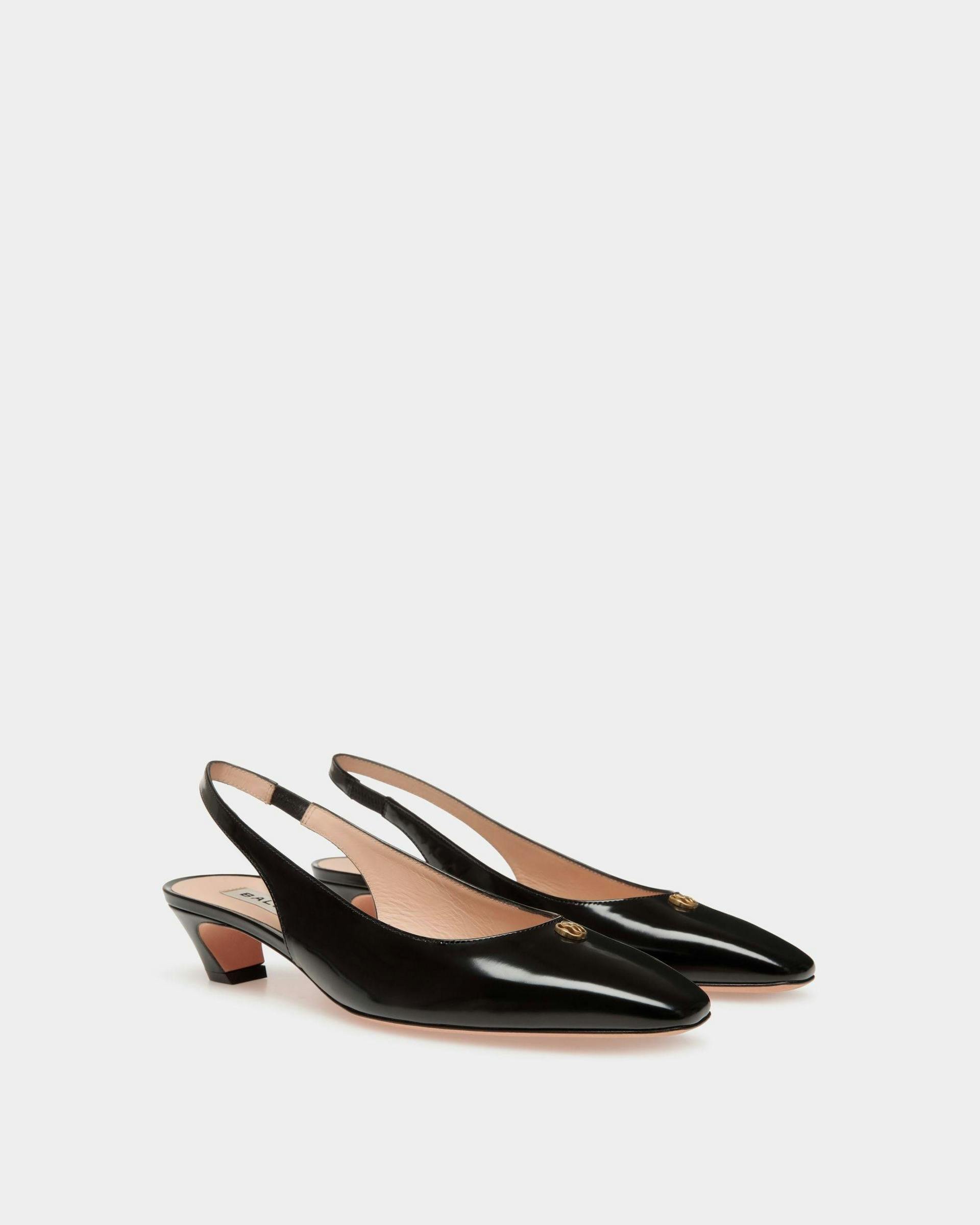 Women's Sylt Slingback Pump in Black Leather | Bally | Still Life 3/4 Front