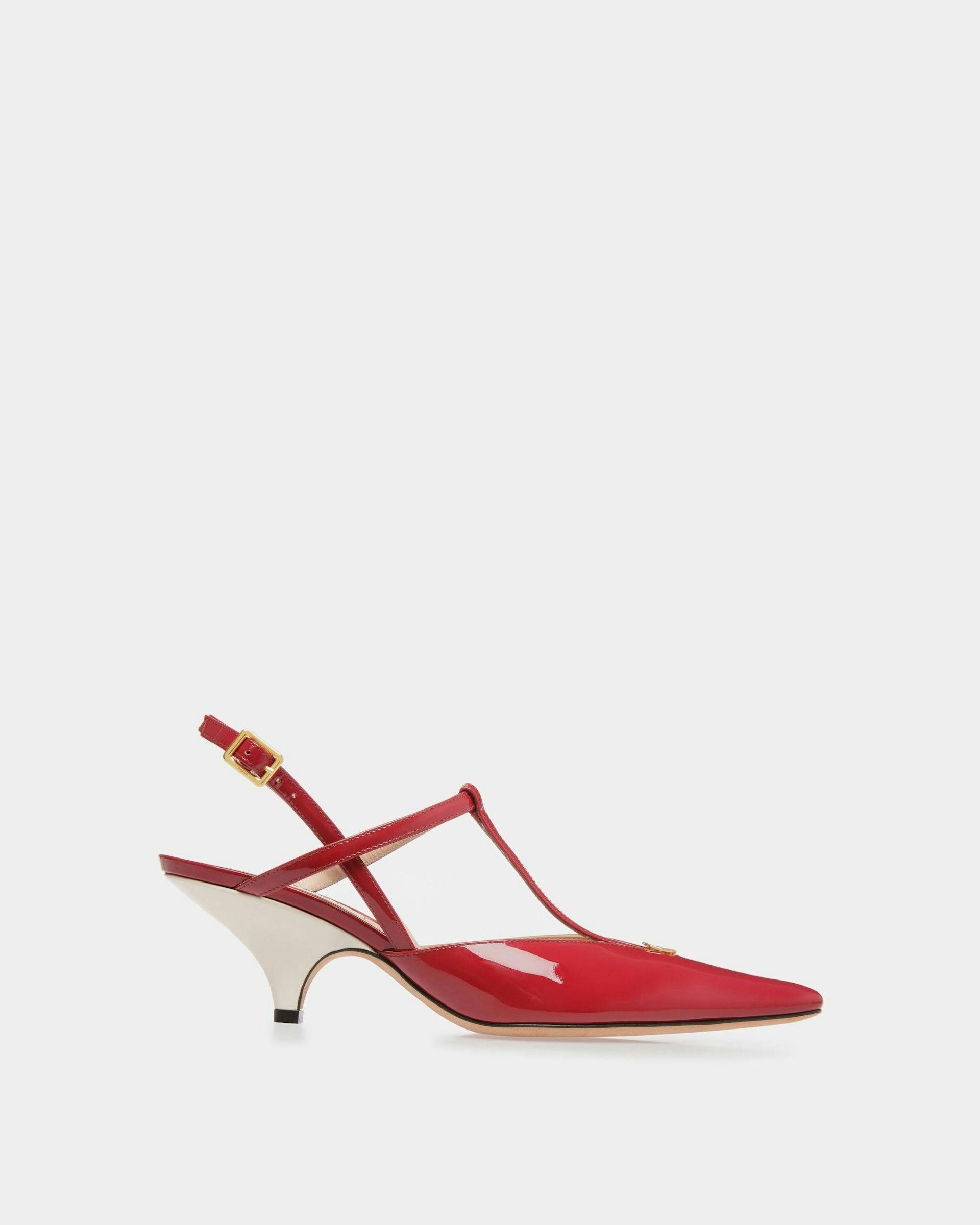 Katy Sling Pump In Ruby Red And Bone Leather - Women's - Bally - 01