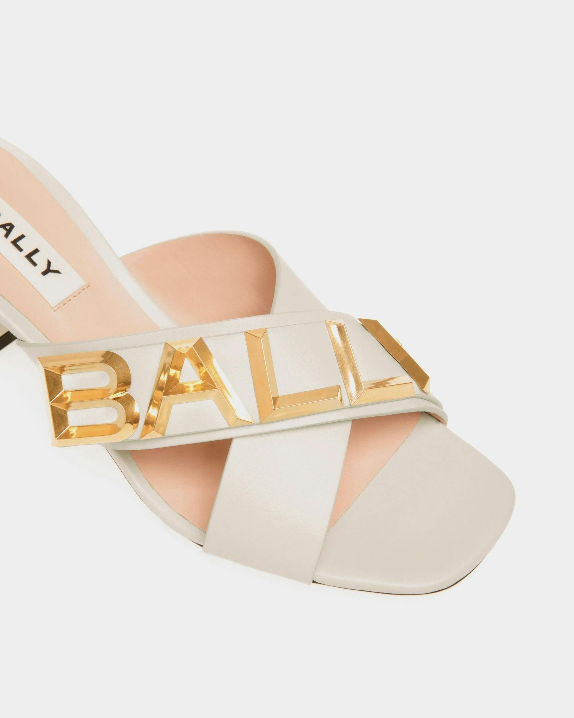 Women's Bally Spell Heeled Slide in Leather | Bally | Still Life Detail