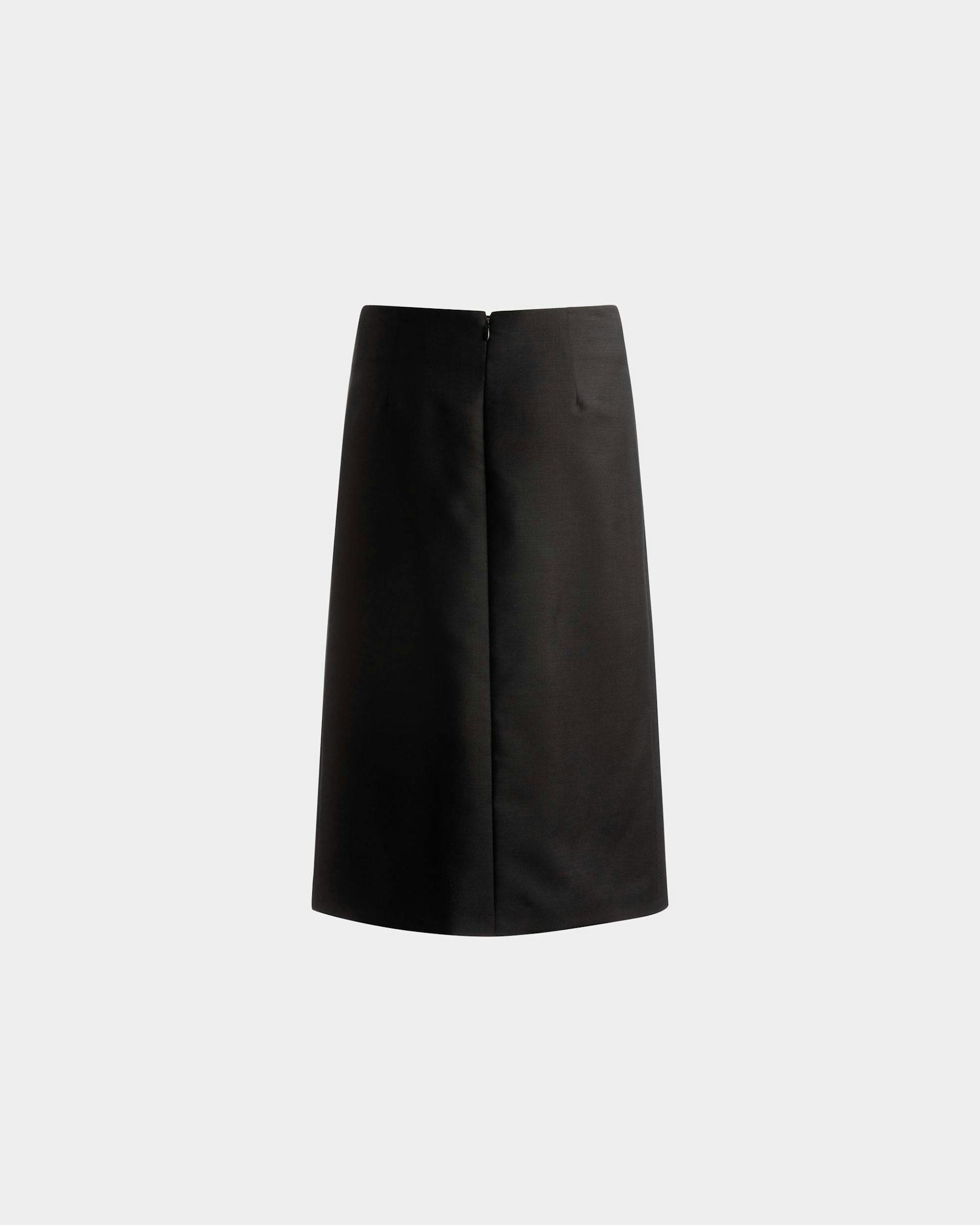 Knee Length Wrap Skirt In Black Mohair Wool Mix - Women's - Bally - 07