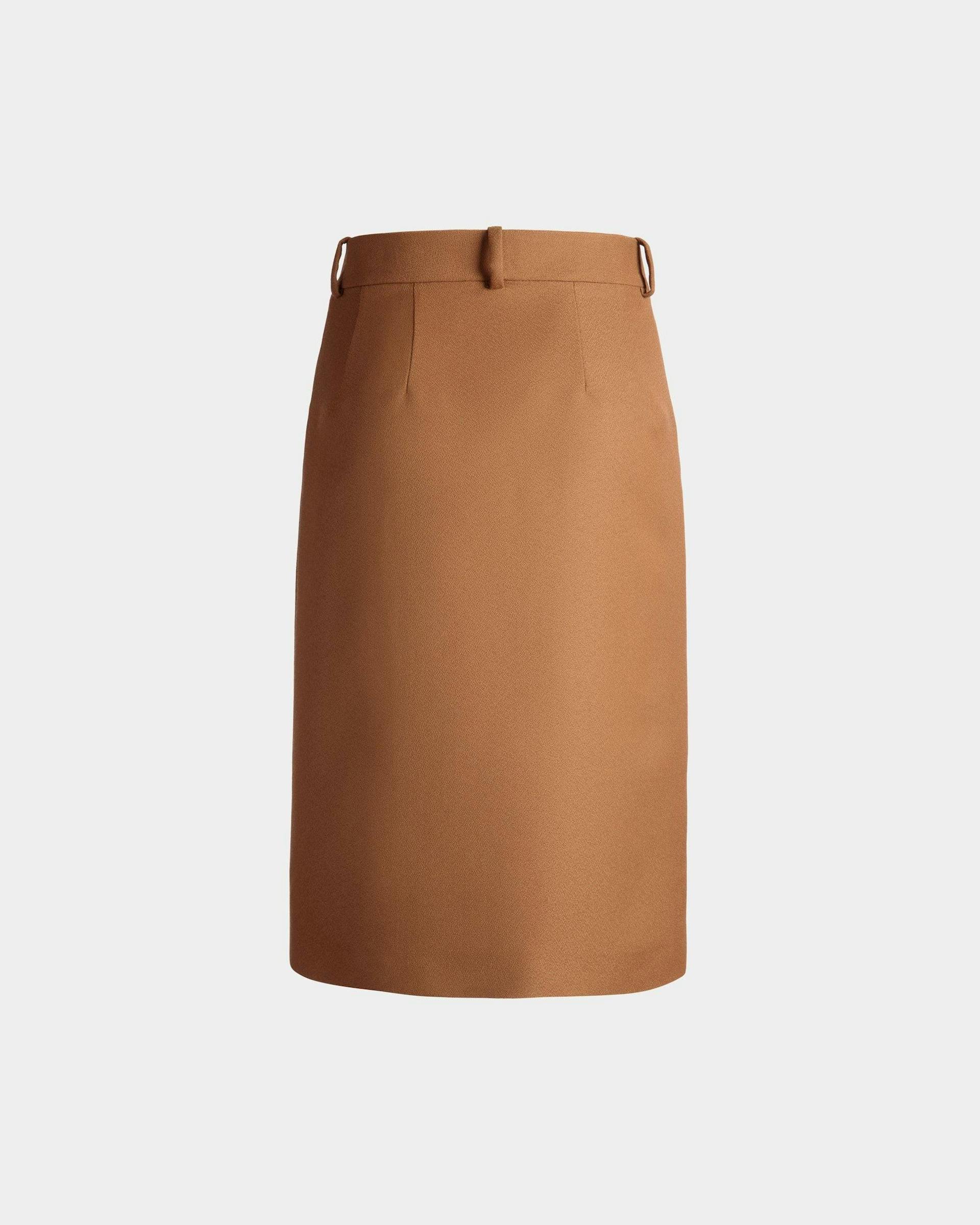 Women's Brown Midi Skirt in a Wool Blend | Bally | Still Life Back