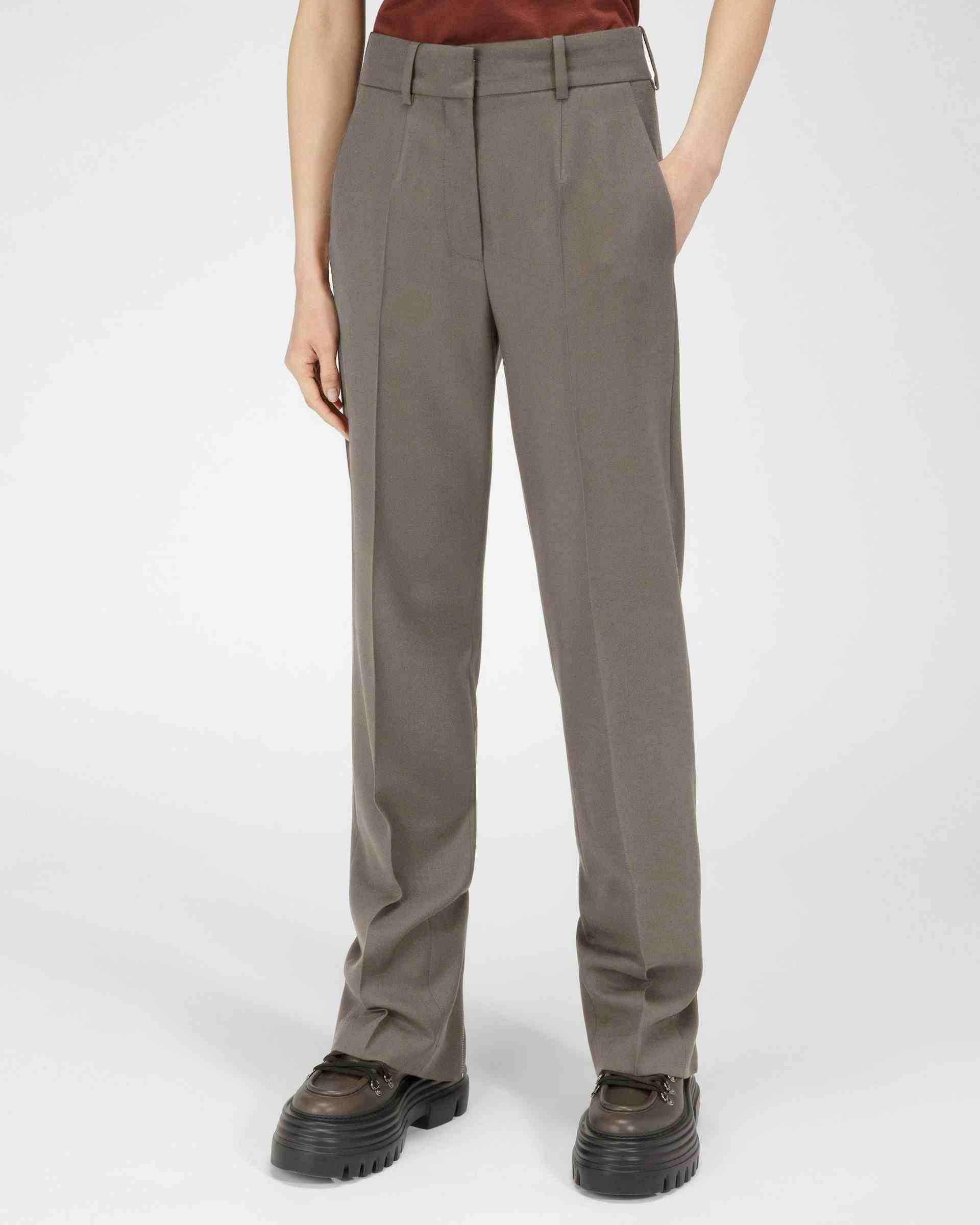 Wool & Cotton Trousers In Grey - Women's - Bally