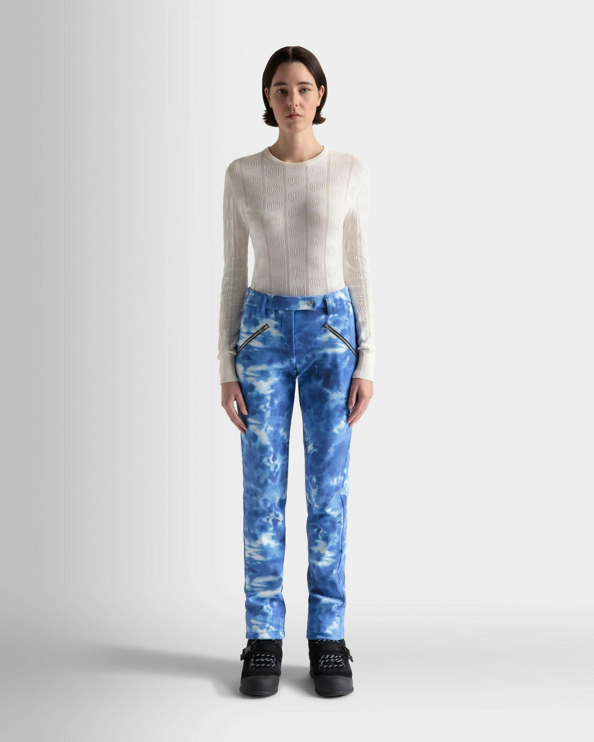 Women's Stretch Pants In Blue | Bally | On Model Front