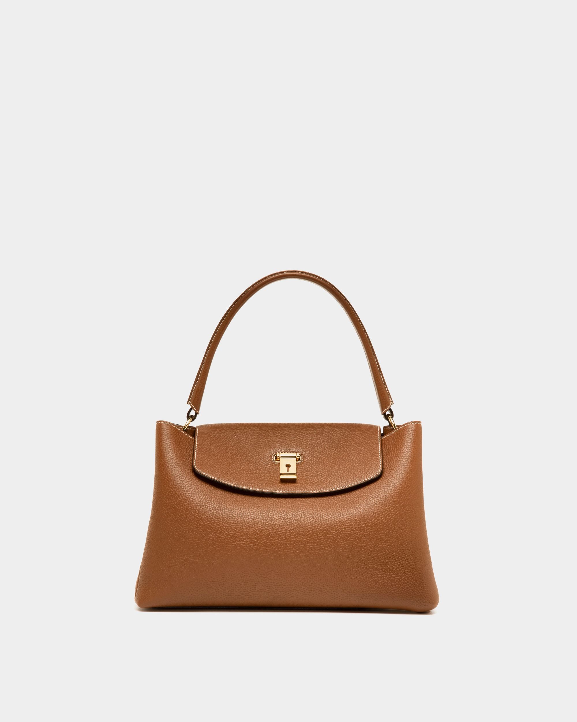 Layka Leather Top Handle Bag In Brown - Women's - Bally - 01