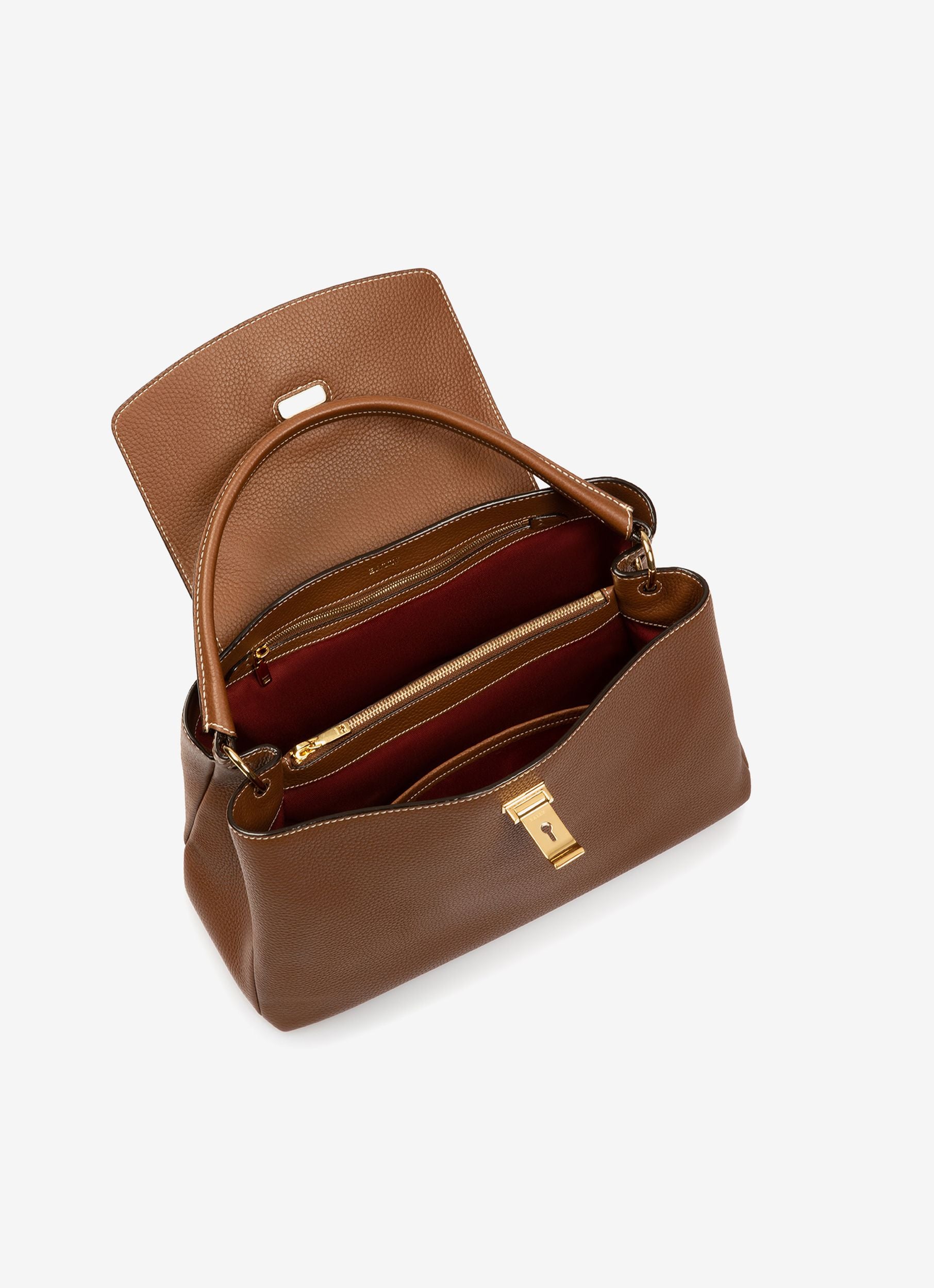 Layka Leather Top Handle Bag In Brown - Women's - Bally - 04