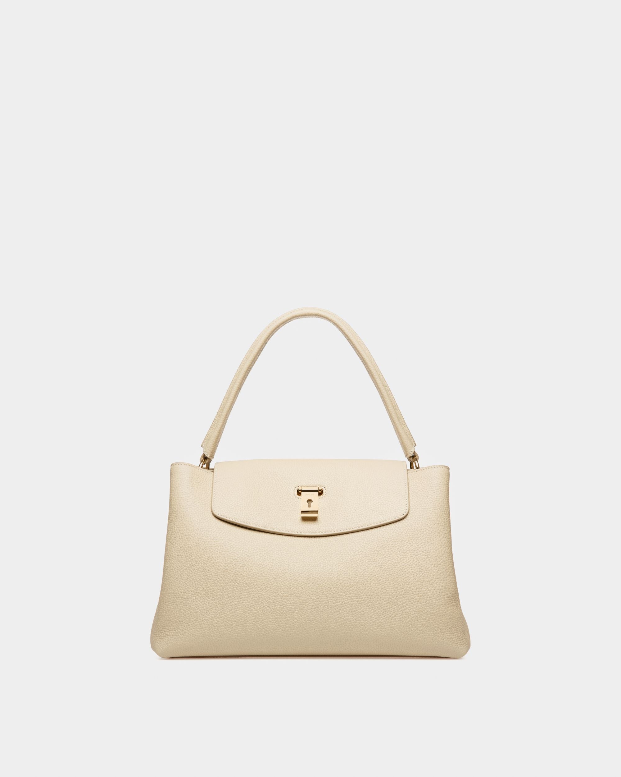 Layka Leather Top Handle Bag In Light Beige - Women's - Bally - 01