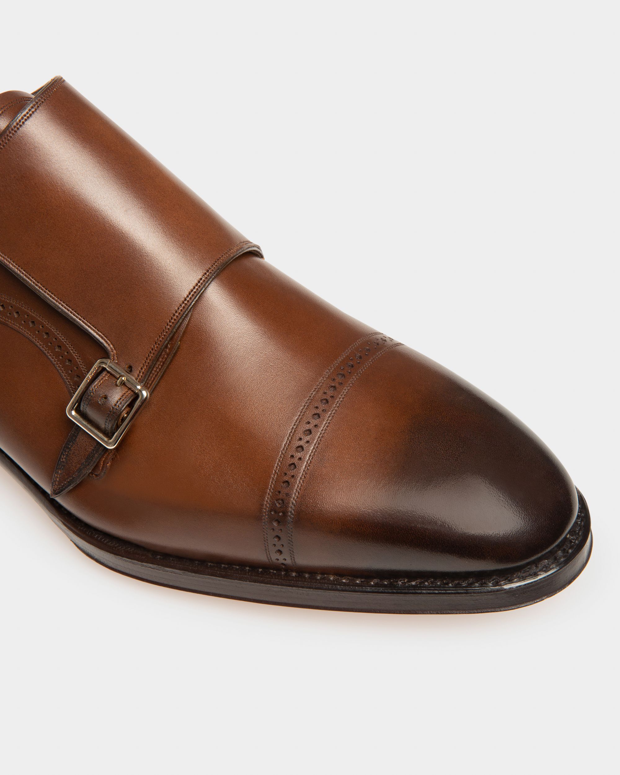 Scardino Men's Leather Monk Strap Shoe In Mid Brown - Men's - Bally - 05
