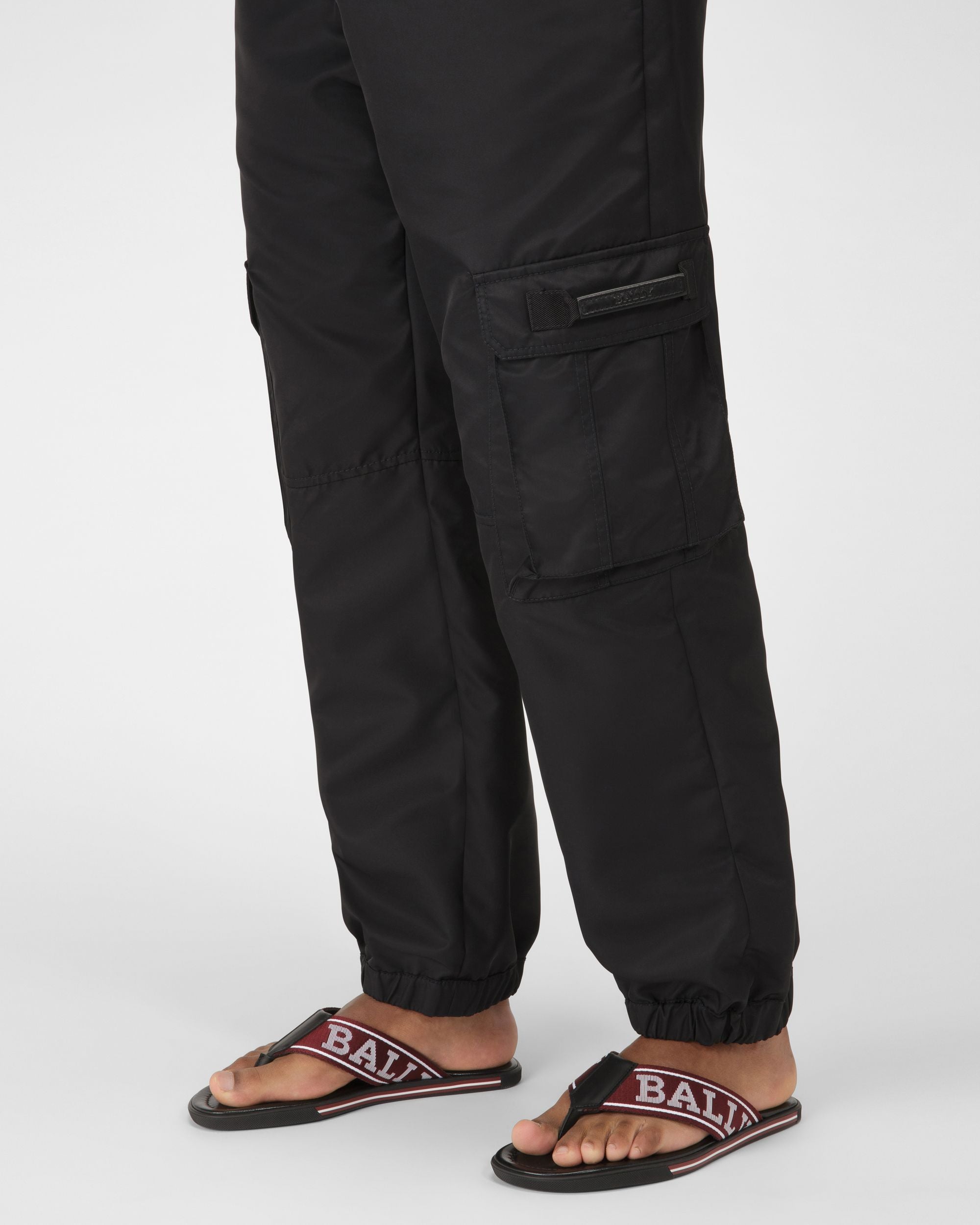 Border Leather And Fabric Thong Sandals In Bally Red - Men's - Bally - 03