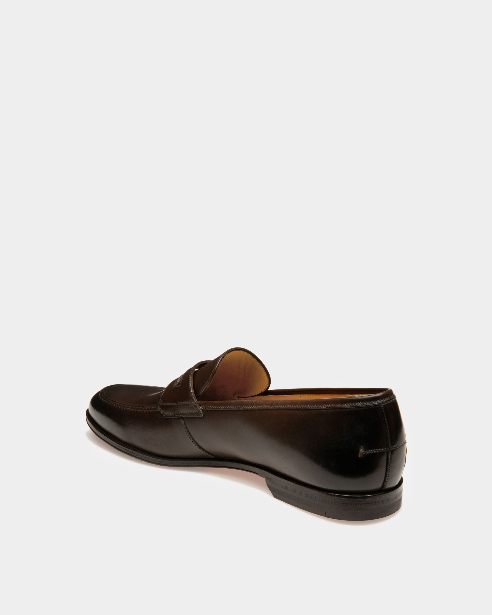 Webb Leather Loafers In Coffee - Men's - Bally - 03