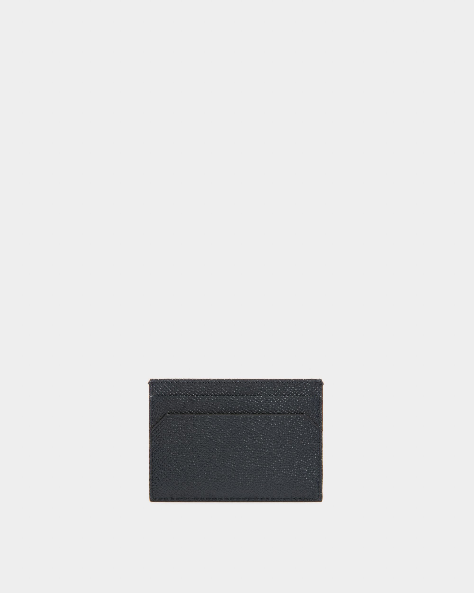 Lettering Business Card Holder In Blue Leather - Men's - Bally - 02