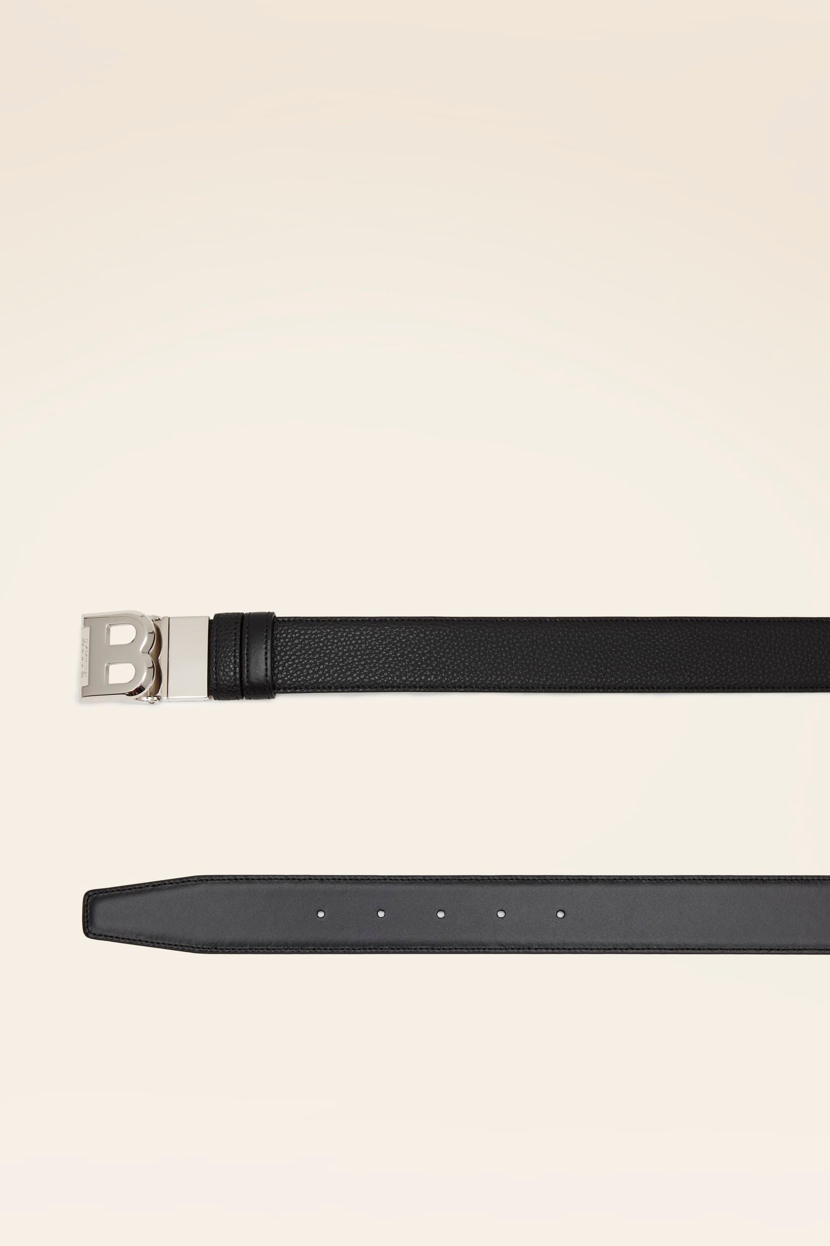 Reversible And Adjustable Belt in Black Leather - Men's - Bally - 02
