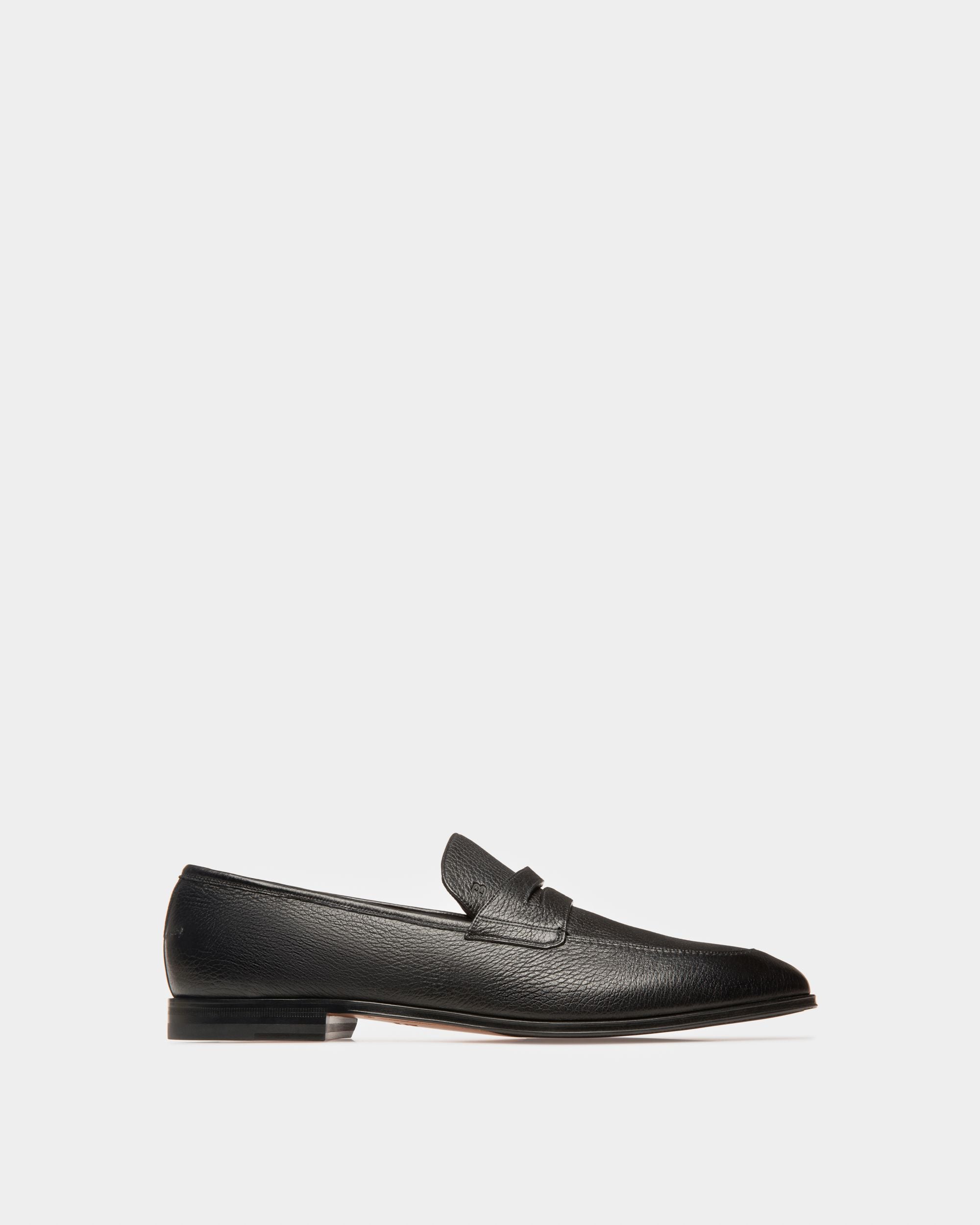 Webb Men's Grained Deer Leather Penny Loafer In Black - Men's - Bally - 01