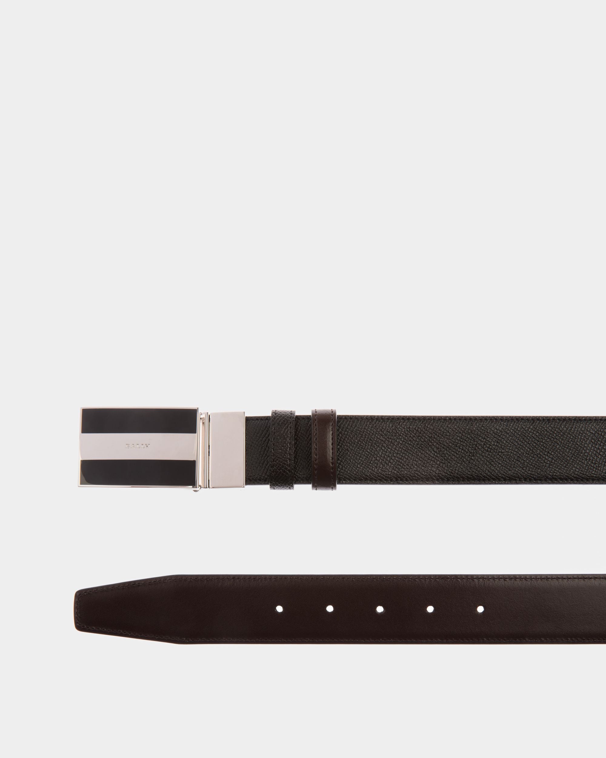 Bogart Leather 35mm Belt In Black & Brown - Men's - Bally - 02
