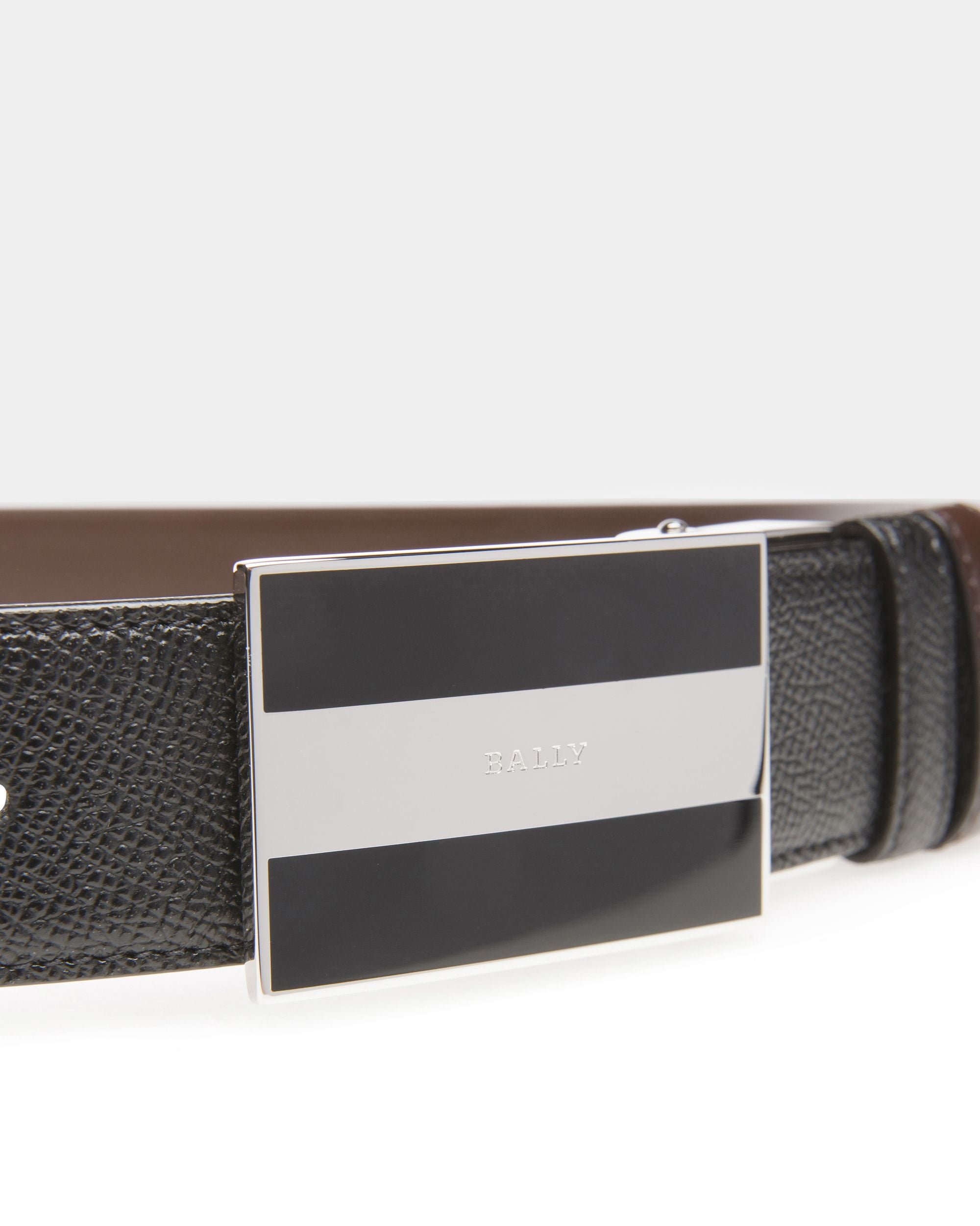 Bogart Leather 35mm Belt In Black & Brown - Men's - Bally - 03