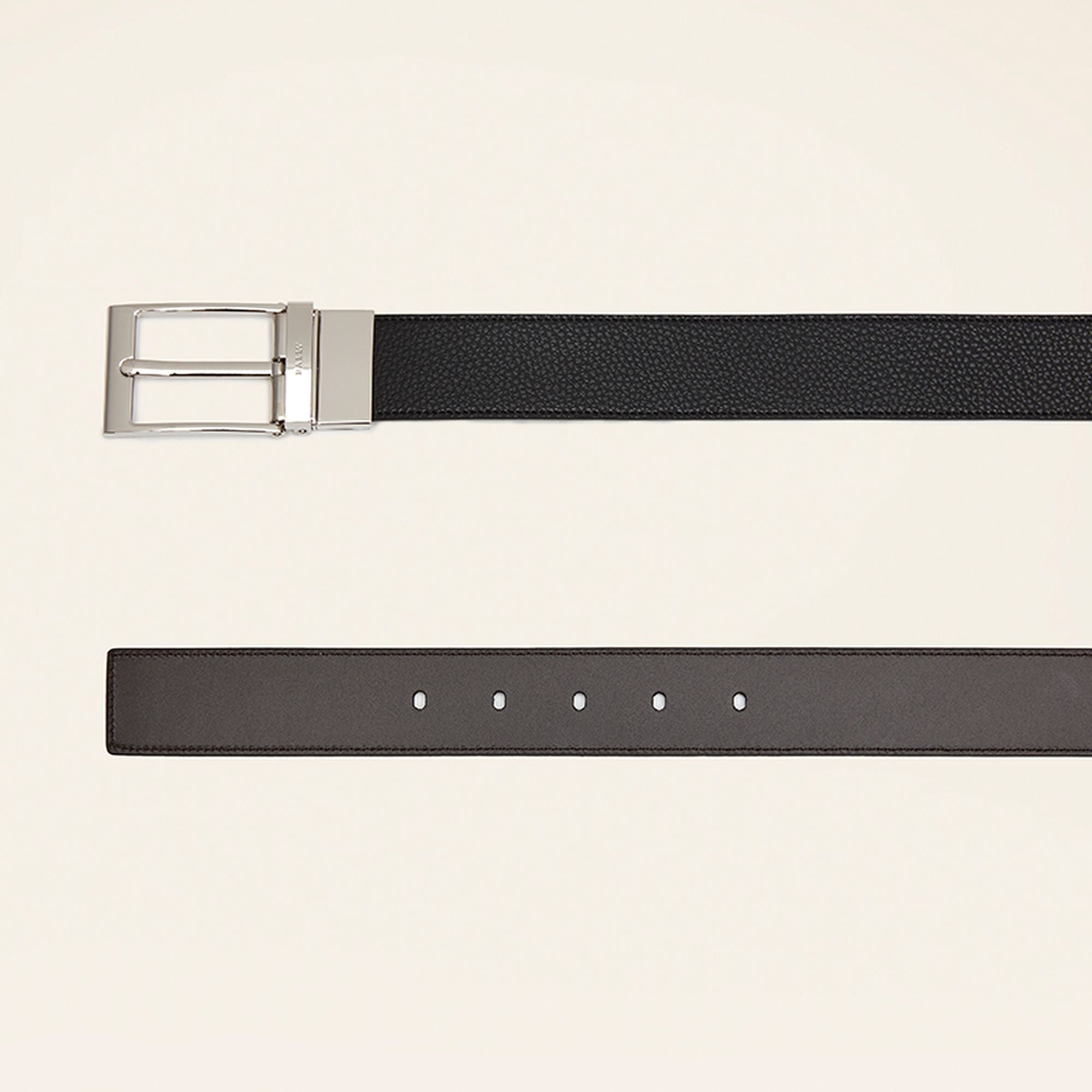 Reversible And Adjustable Belt in Black Leather - Men's - Bally - 02