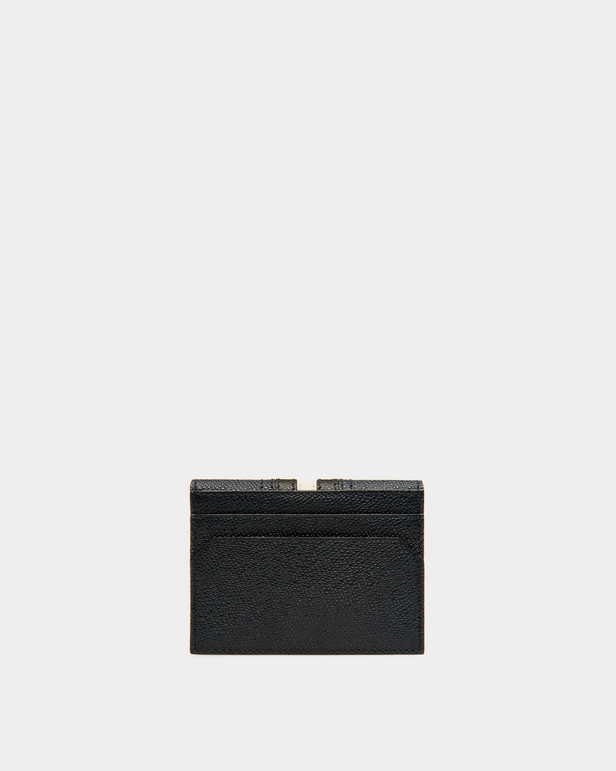 Lettering Business Card Holder In Blue Leather - Men's - Bally - 02