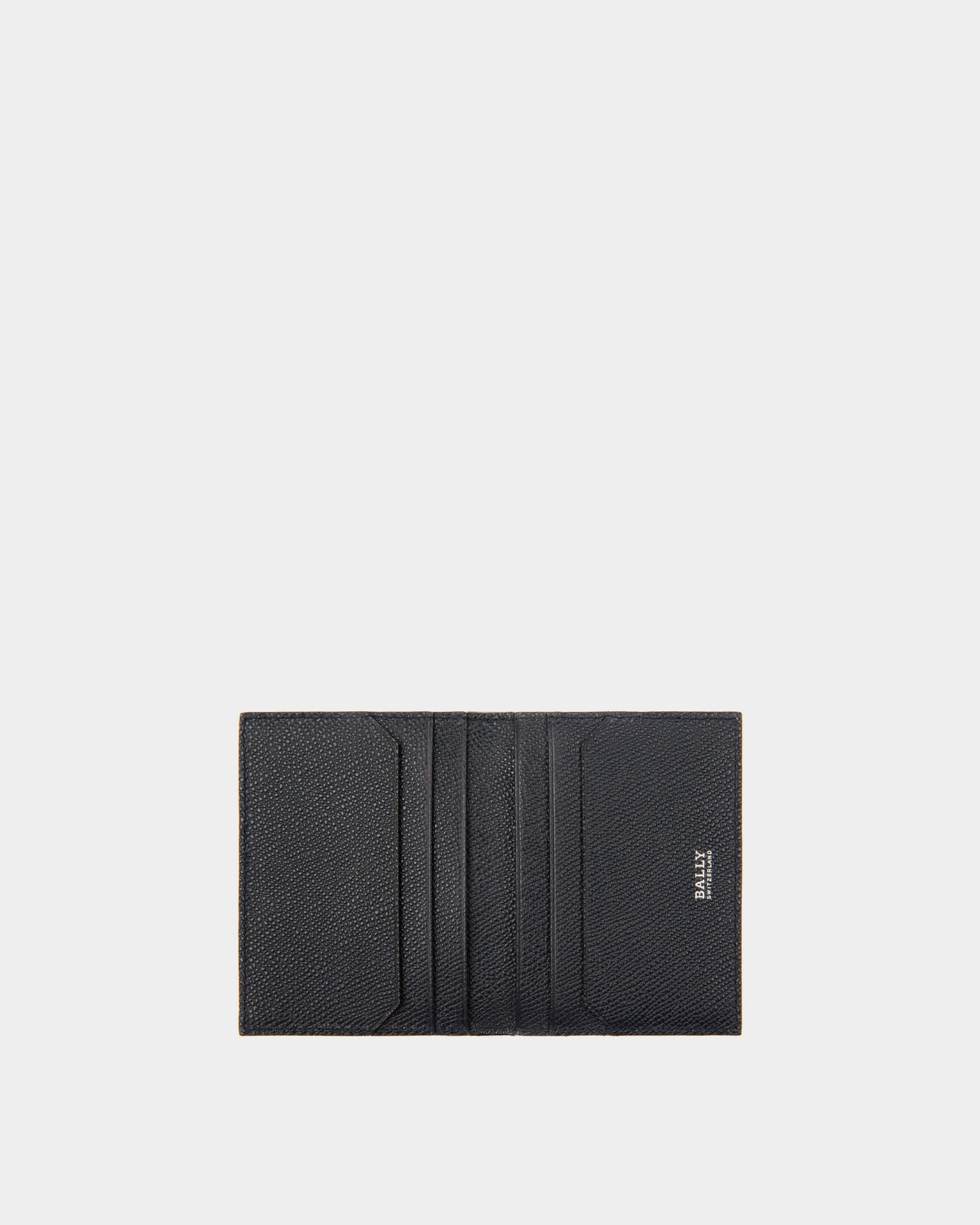 Lettering Business Card Holder In Blue Leather - Men's - Bally - 03