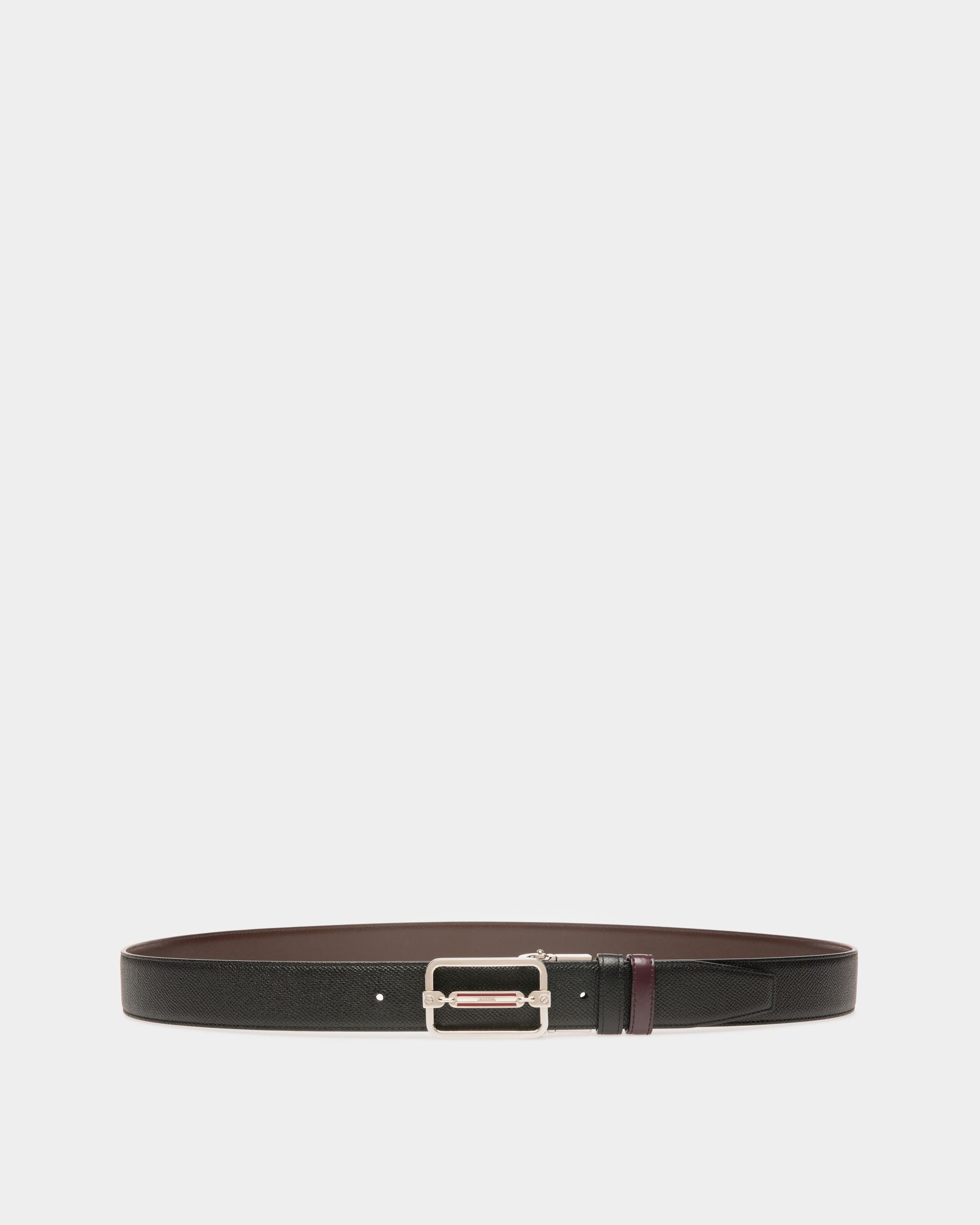 Steff Leather 35mm Belt In Black & Brown - Men's - Bally - 01