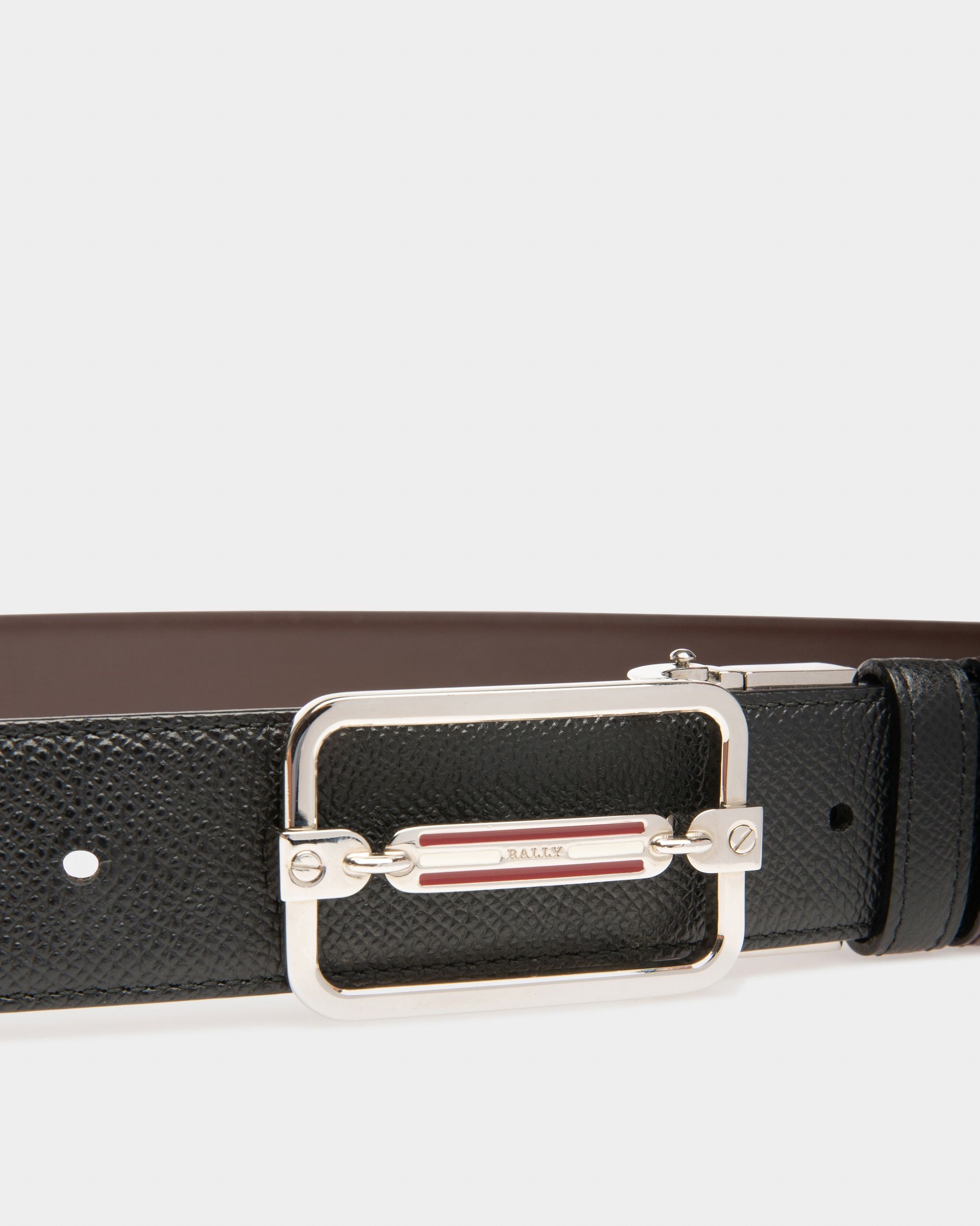 Steff Leather 35mm Belt In Black & Brown - Men's - Bally - 03