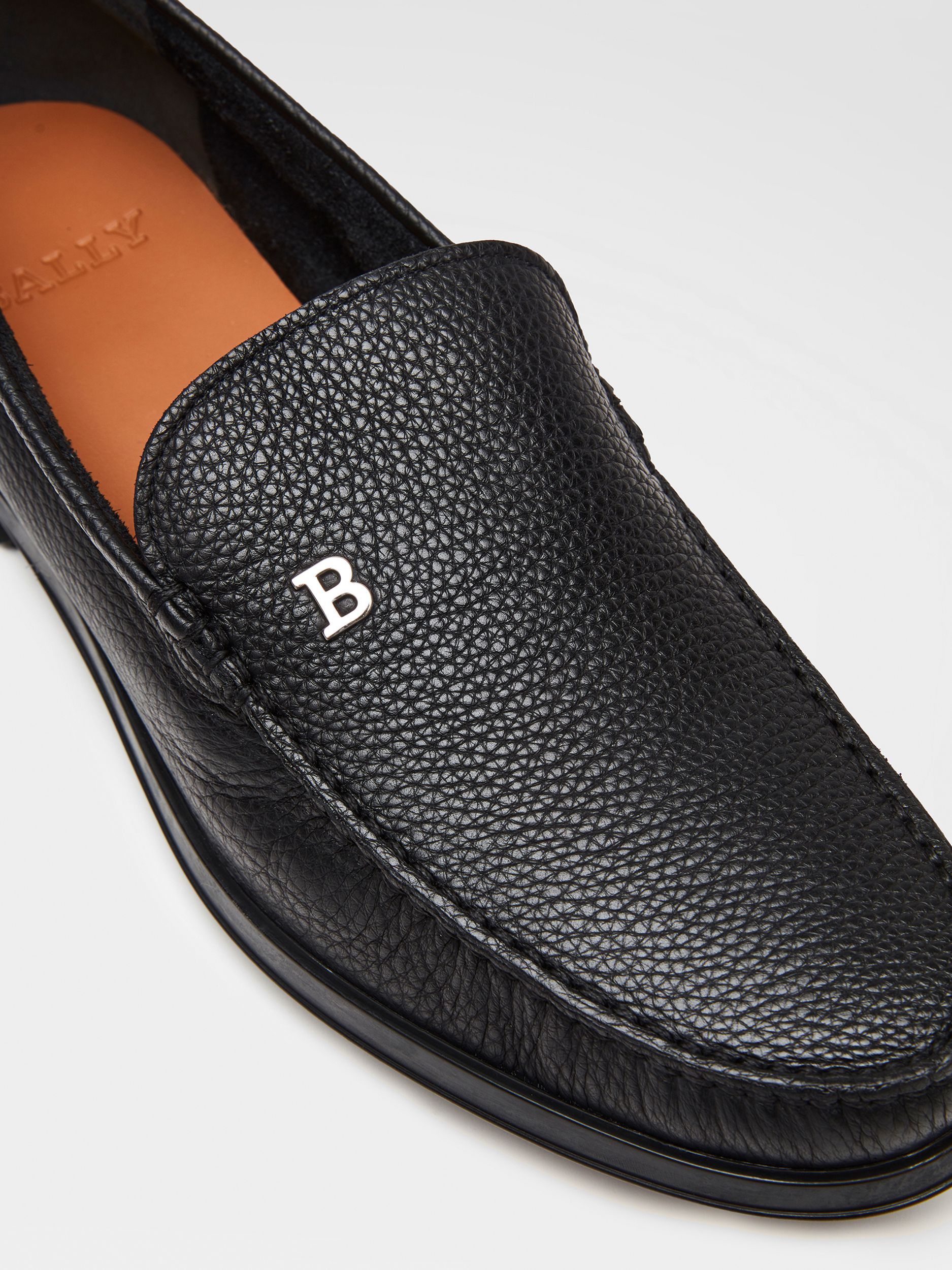 Moccasin in Black Grained Leather - Men's - Bally - 04