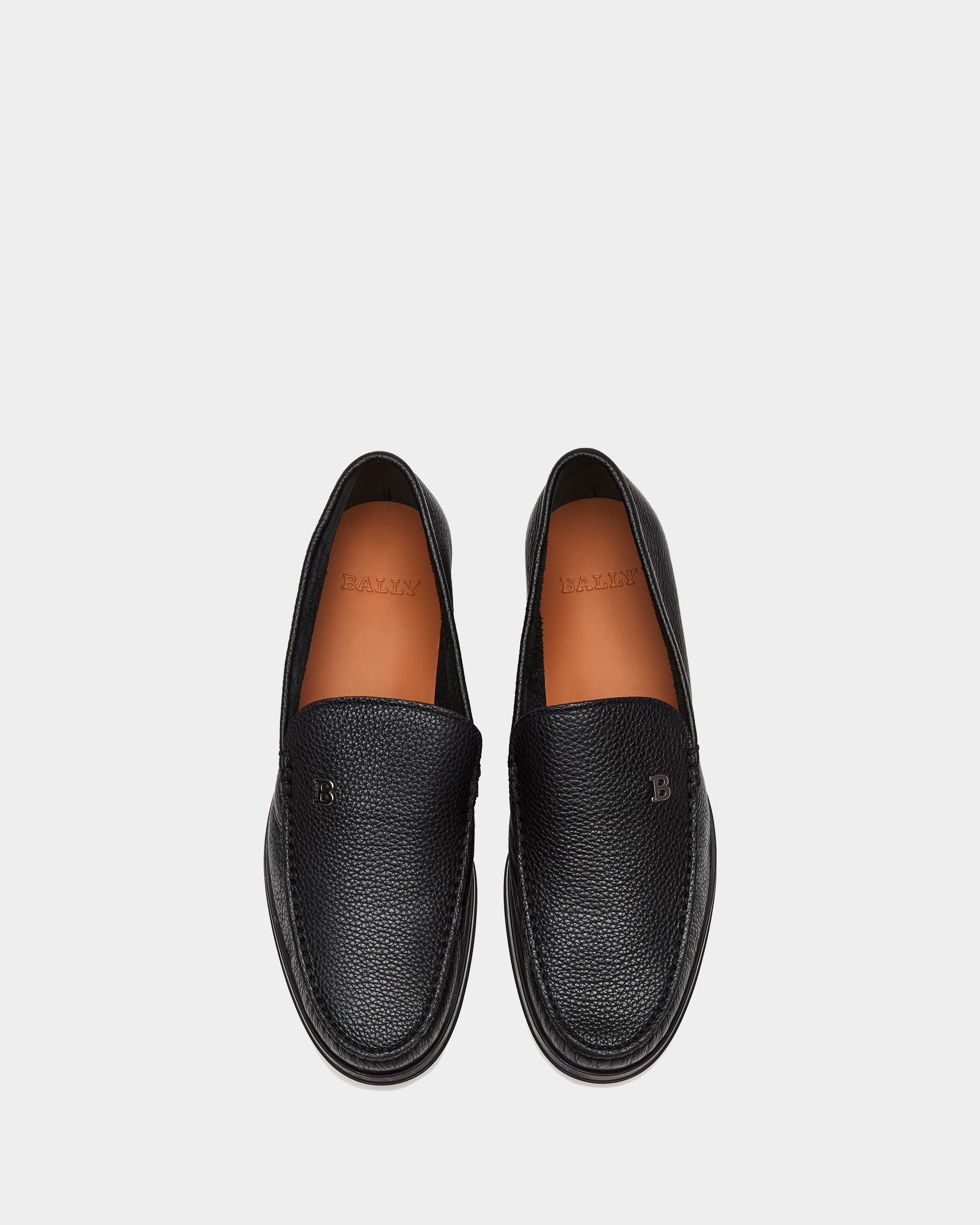 Moccasin in Black Grained Leather - Men's - Bally - 05
