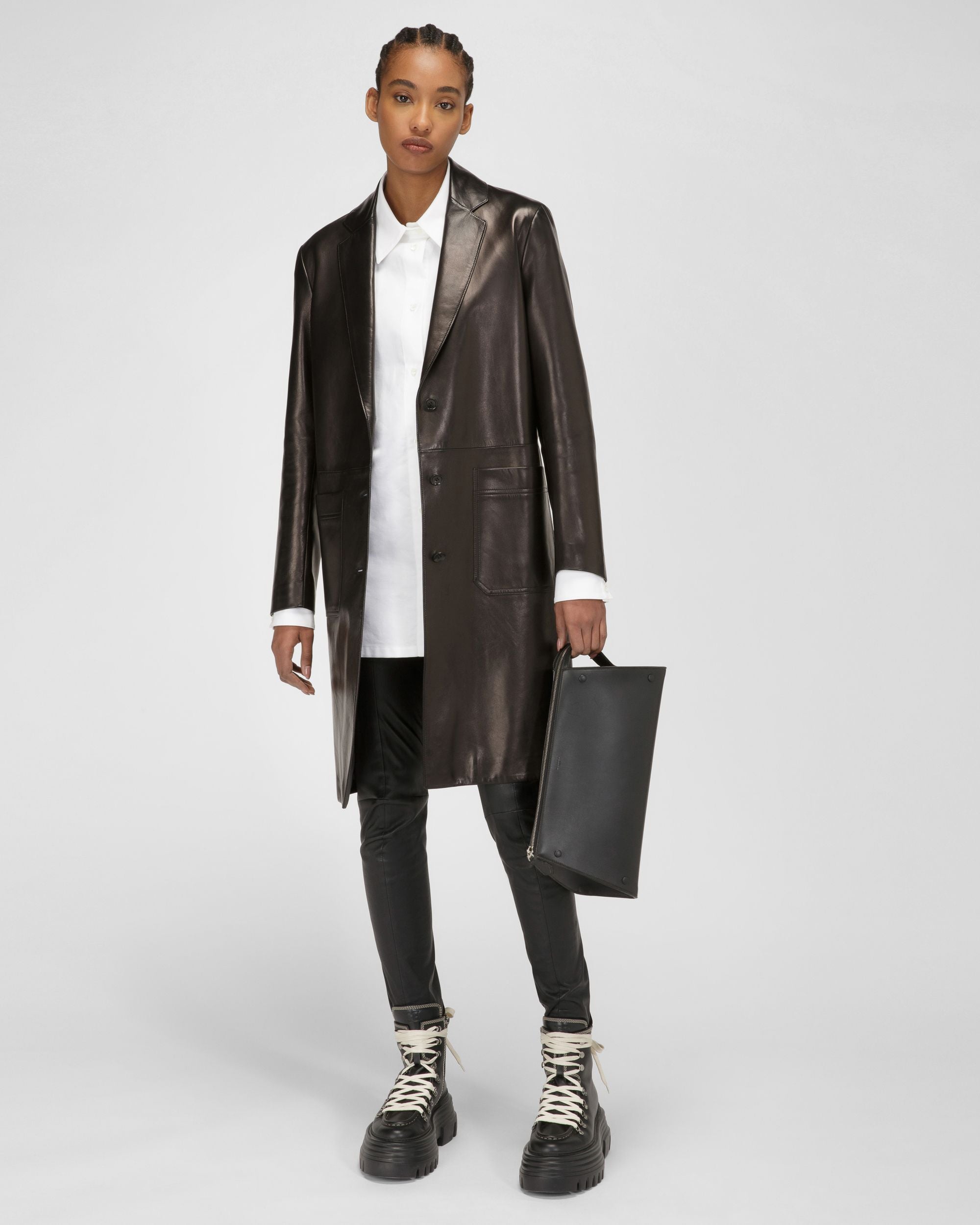 Nappa Leather Leggings In Black - Women's - Bally - 04