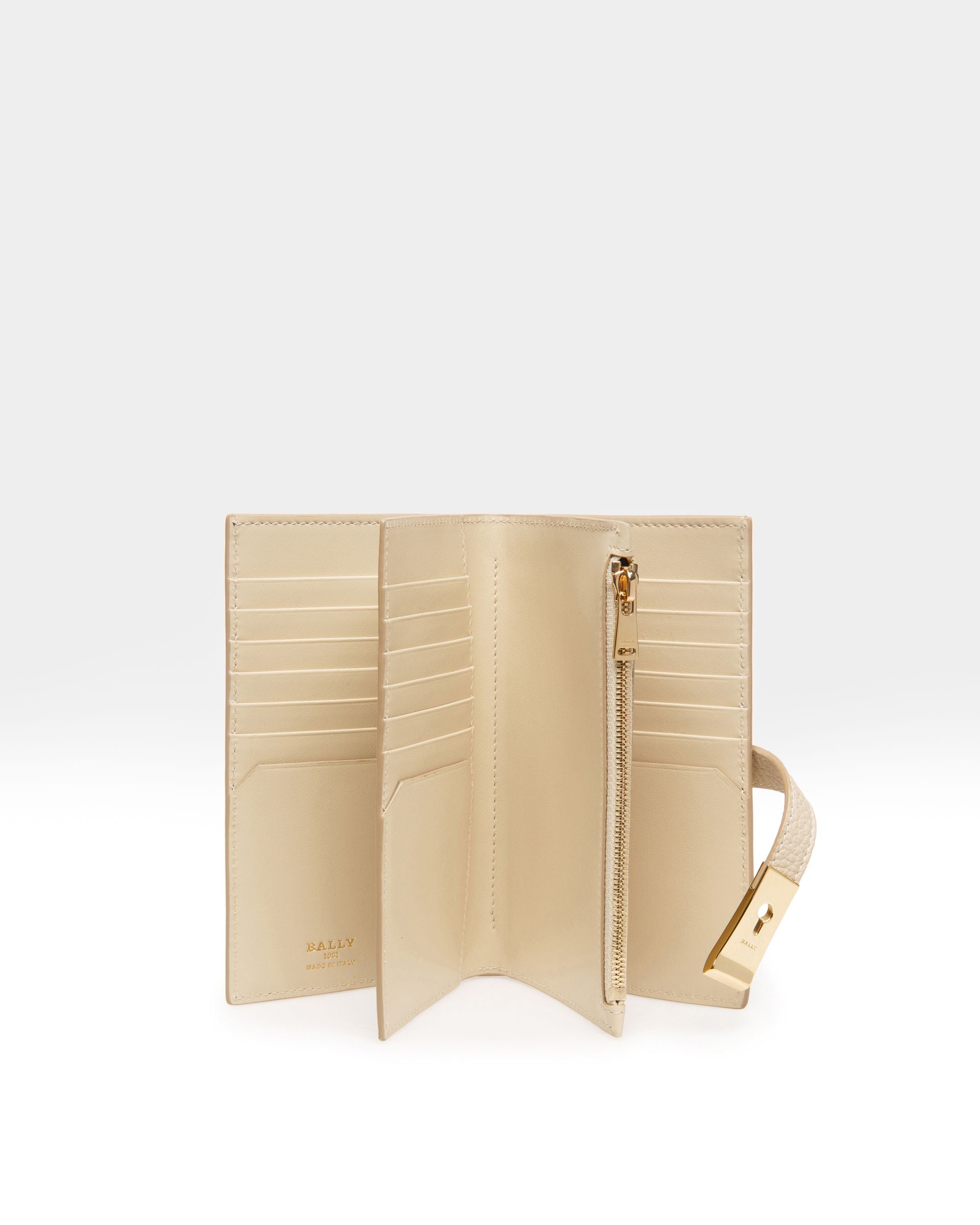 Amber Leather French Wallet In Light Beige - Women's - Bally - 03