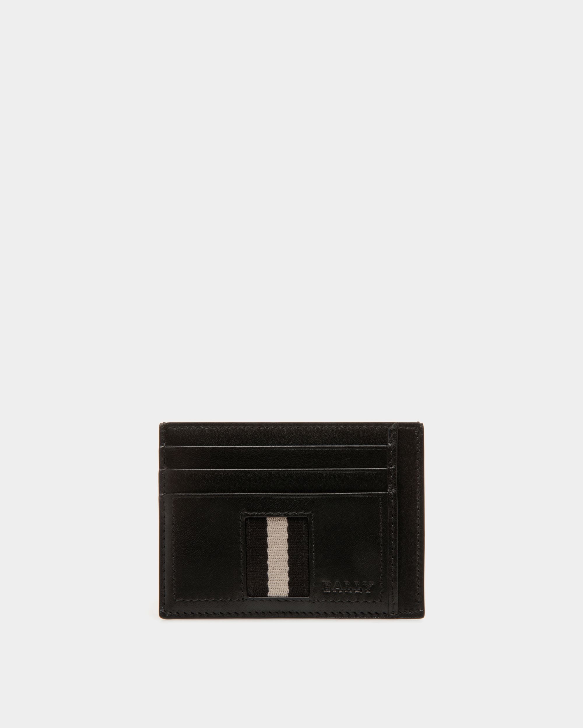 Business Card Holder In Black Leather - Men's - Bally - 01