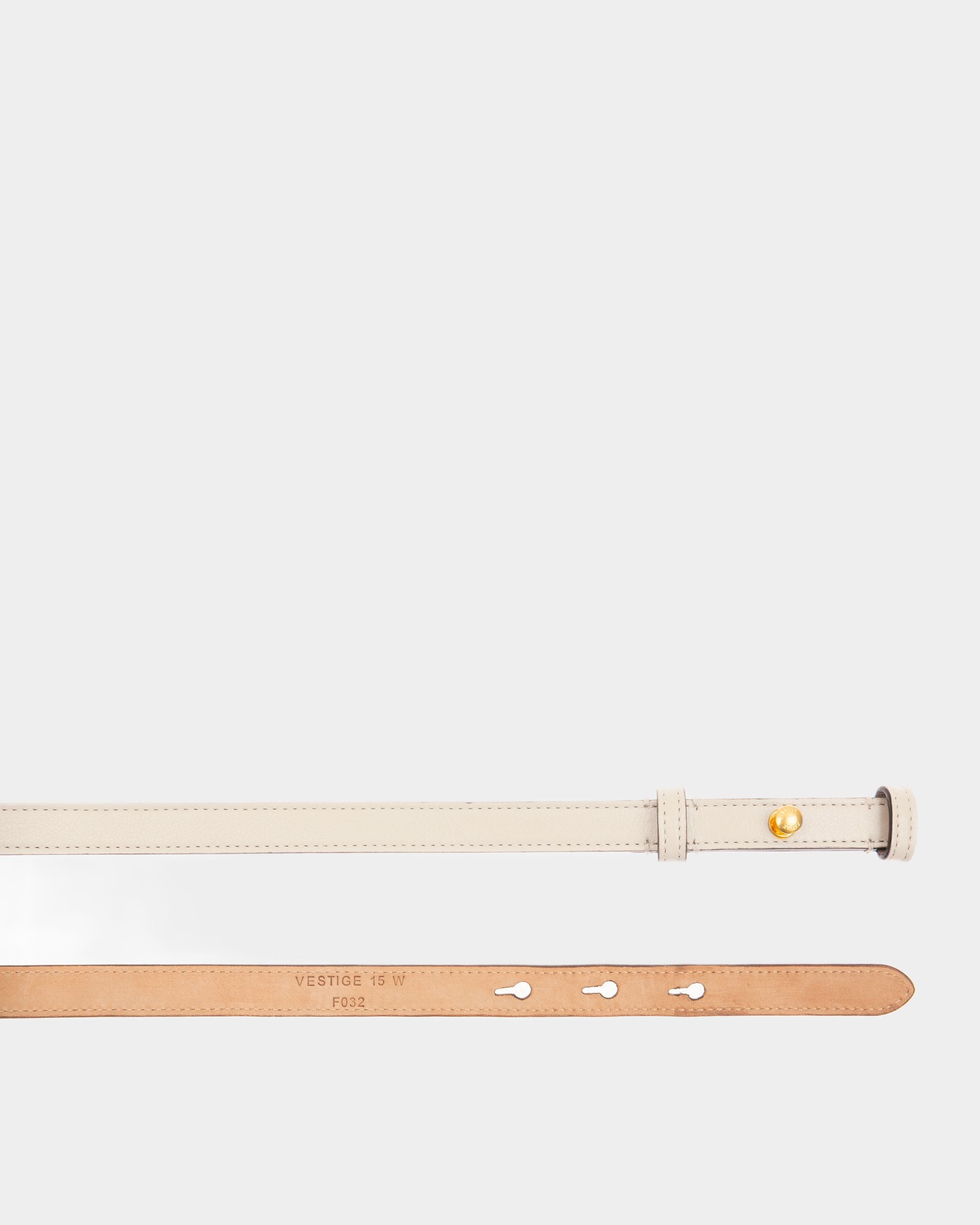 Vestige Leather 15Mm Belt In Bone - Women's - Bally - 02