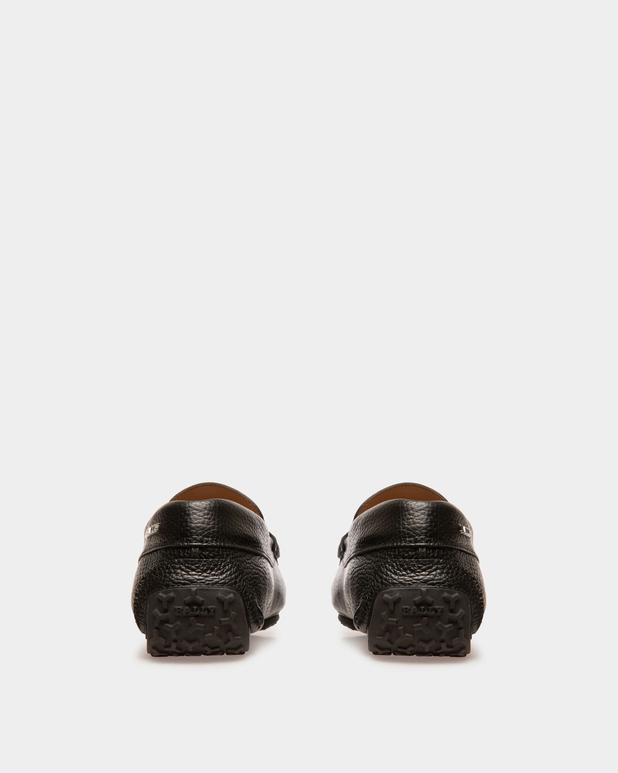 Pilot Driver in Black Grained Leather - Men's - Bally - 04