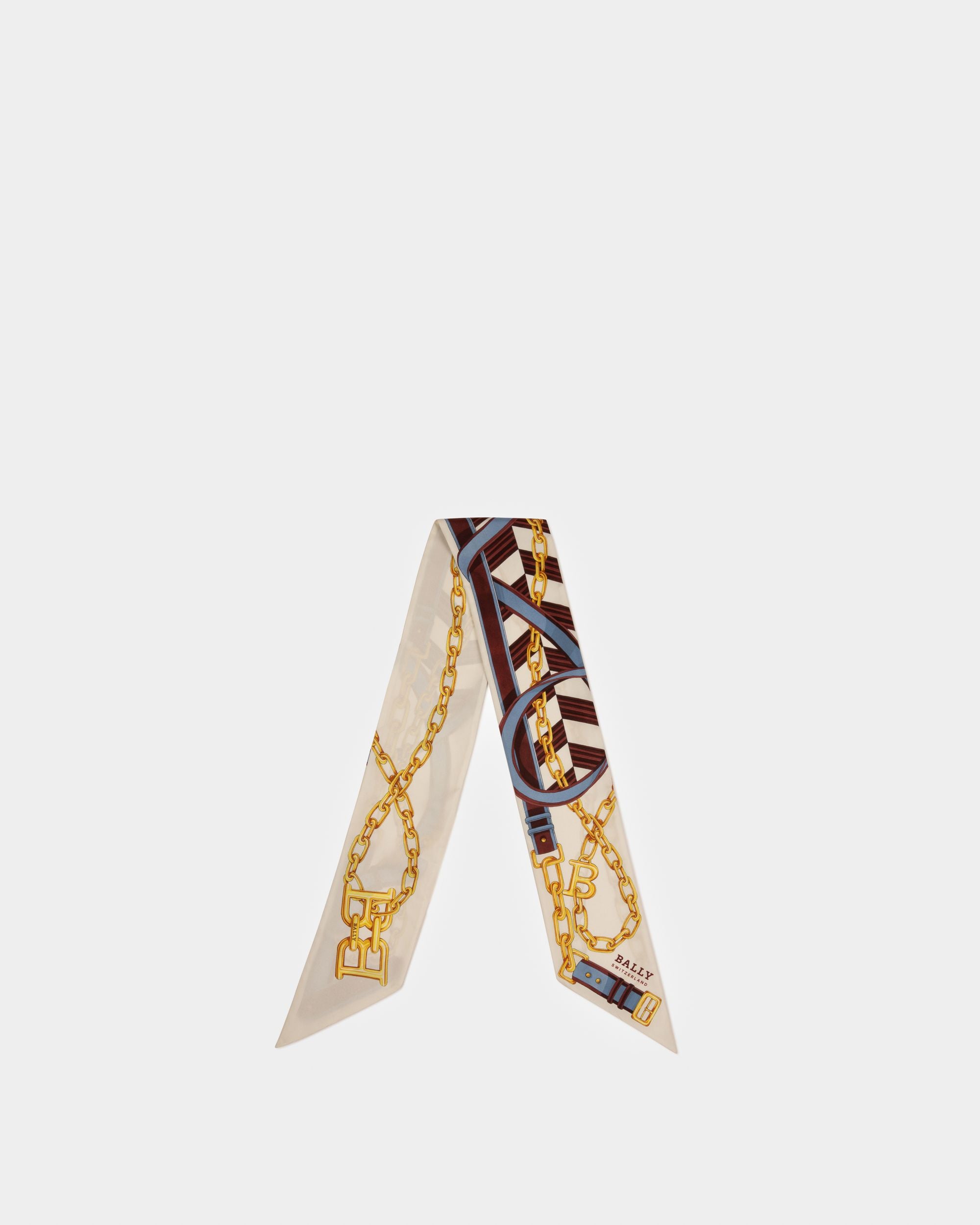 Silk Scarf In Bone And Caramel - Women's - Bally - 01