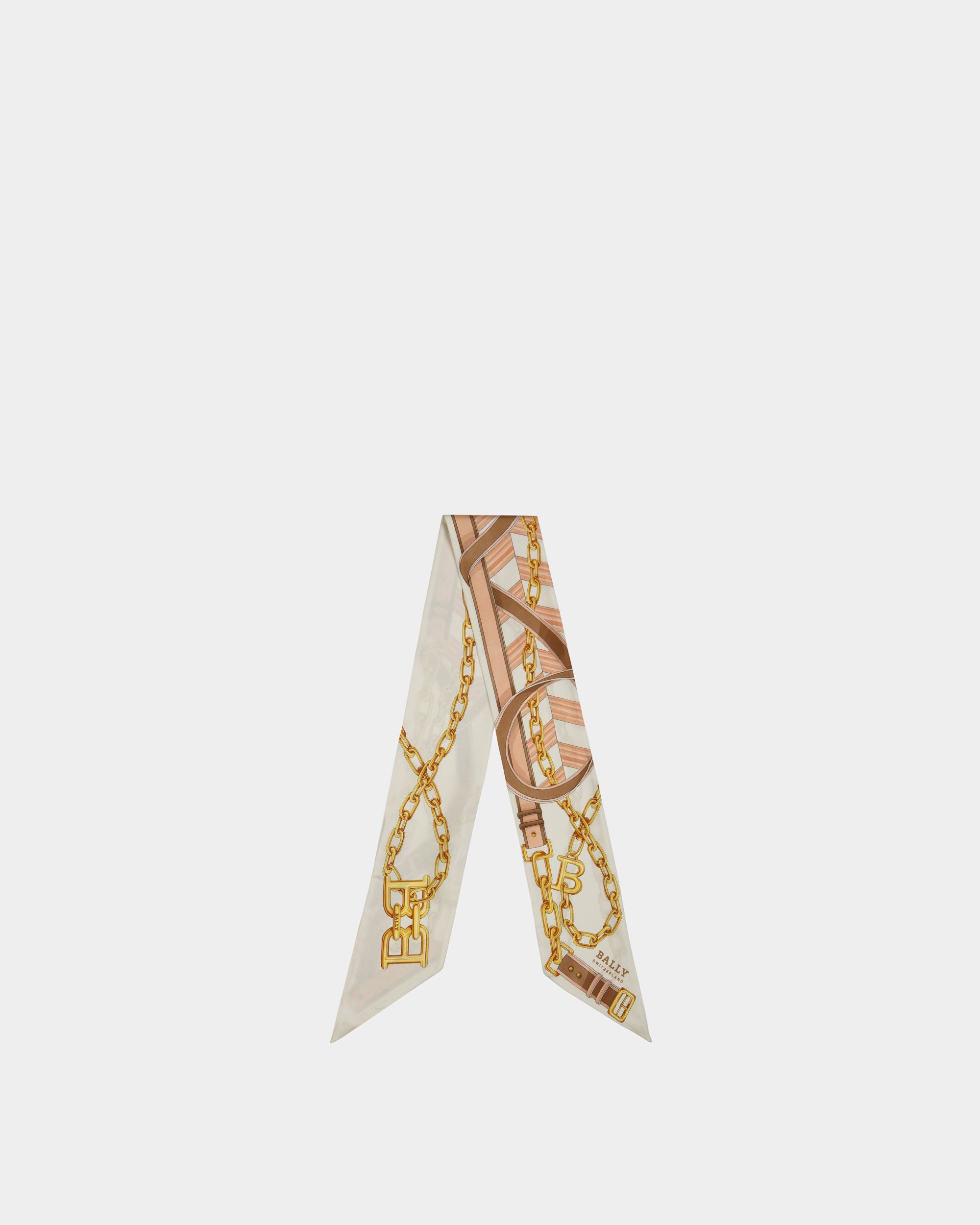 Silk Scarf In Bone And Caramel - Women's - Bally - 01