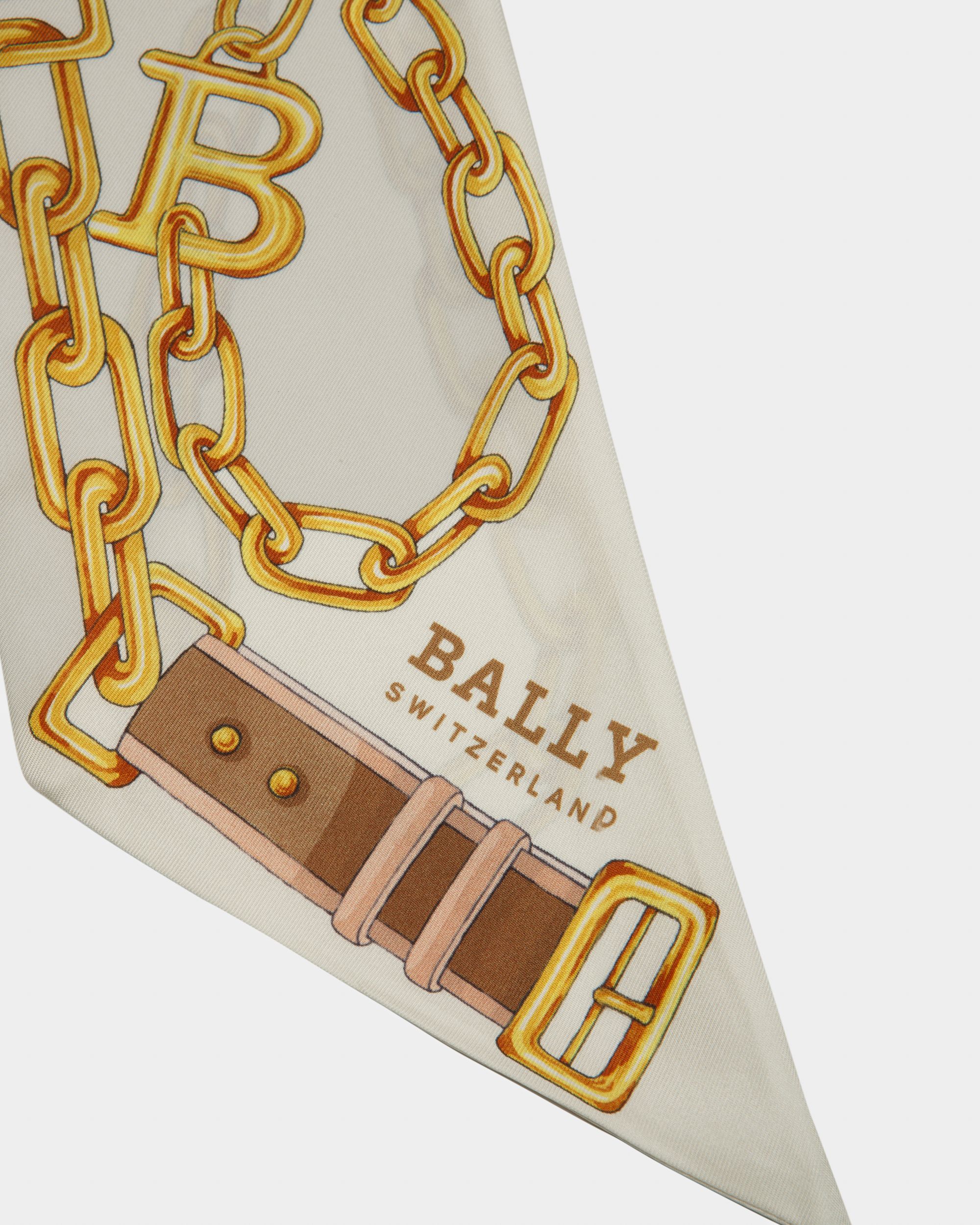 Silk Scarf In Bone And Caramel - Women's - Bally - 02
