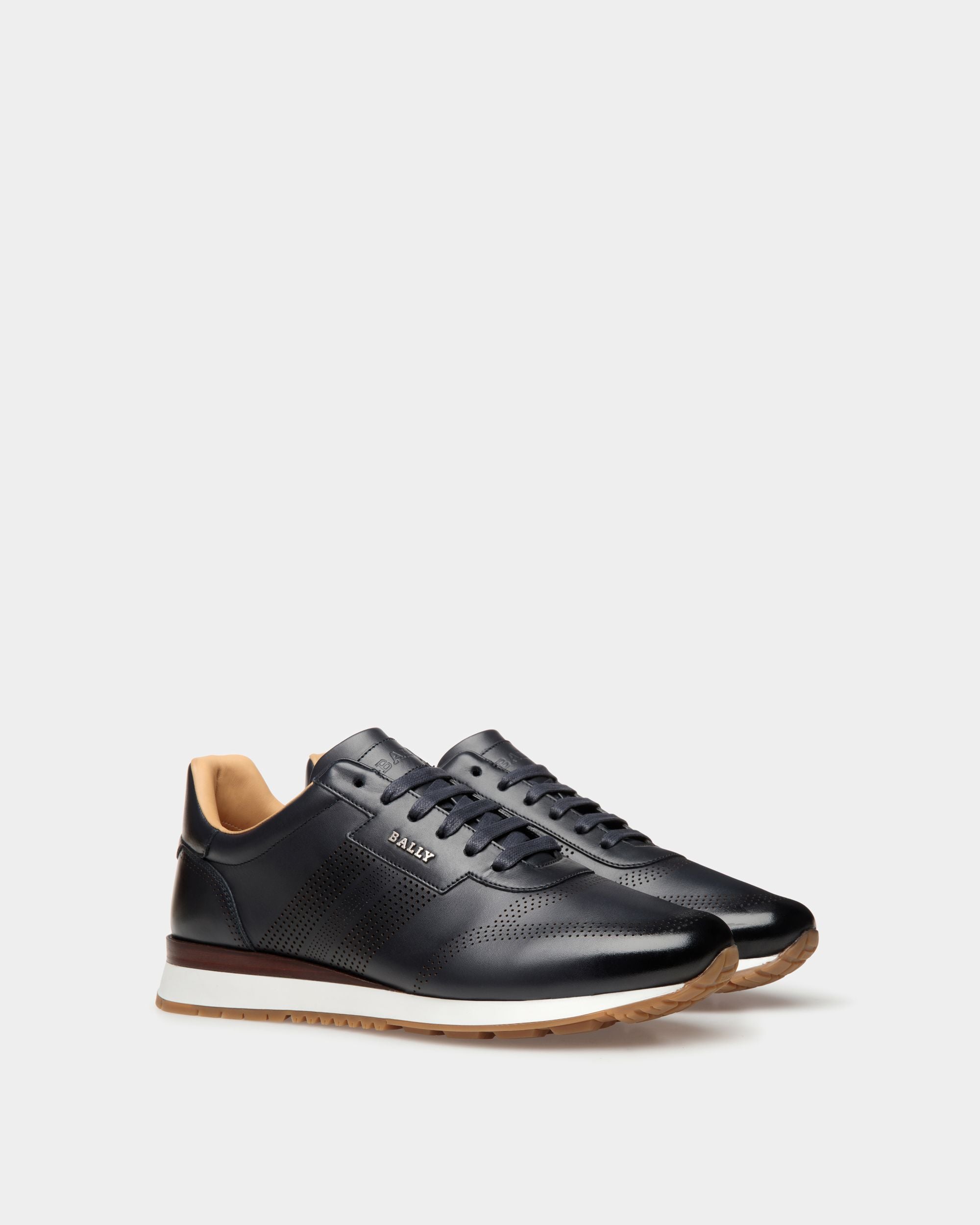 Asken Leather Sneakers In Midnight Blue - Men's - Bally - 02