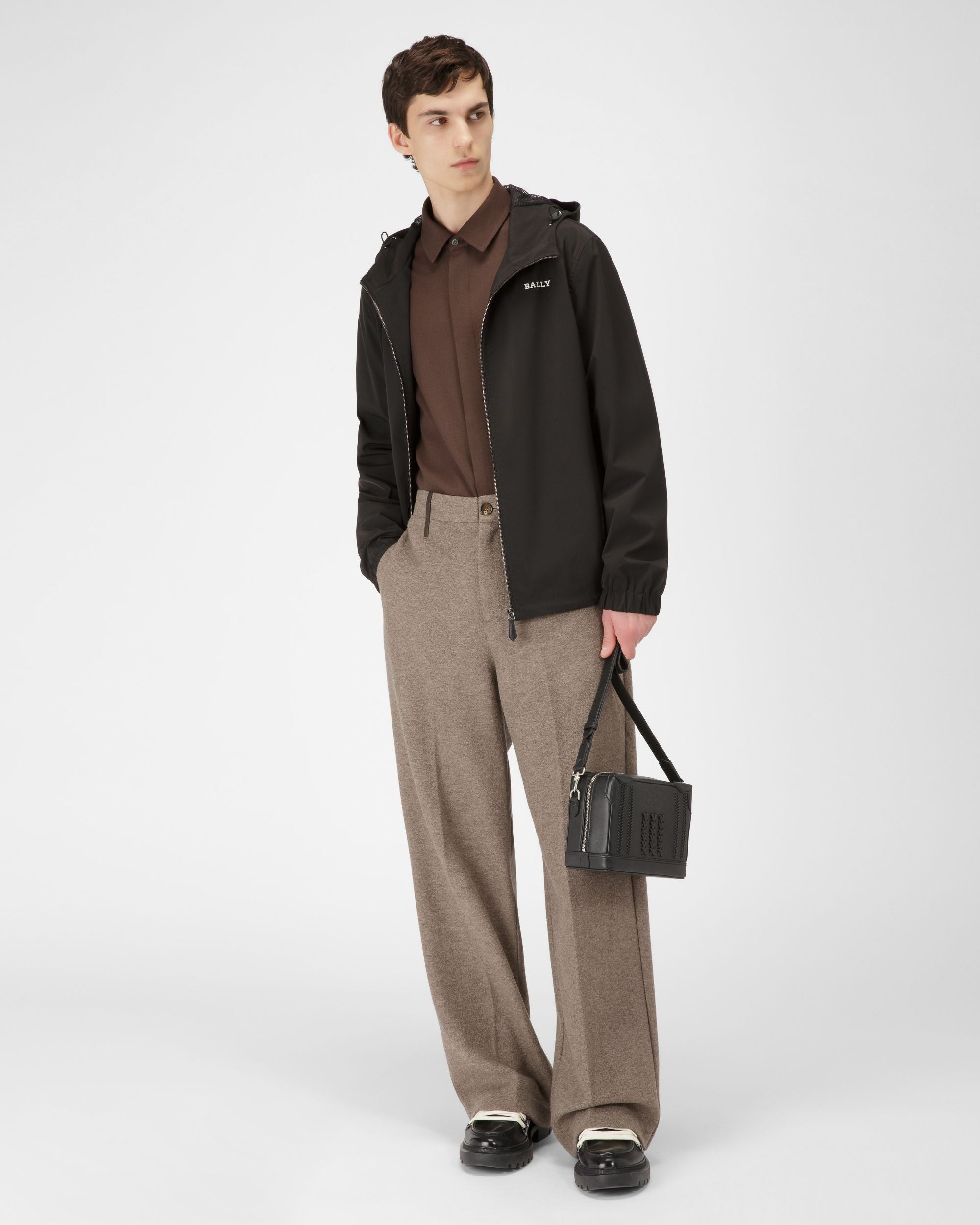 Nylon Windbreak Jacket In Black - Men's - Bally - 02