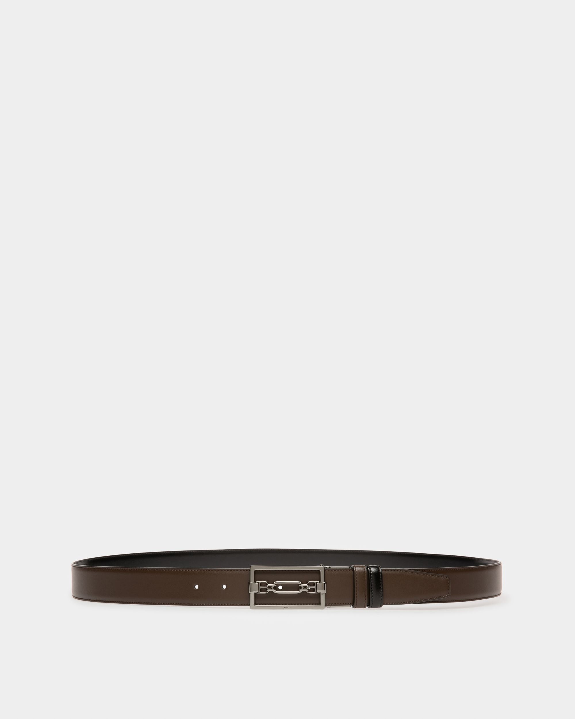 Draper Leather 35Mm Belt In Ebony Brown & Black - Men's - Bally - 01
