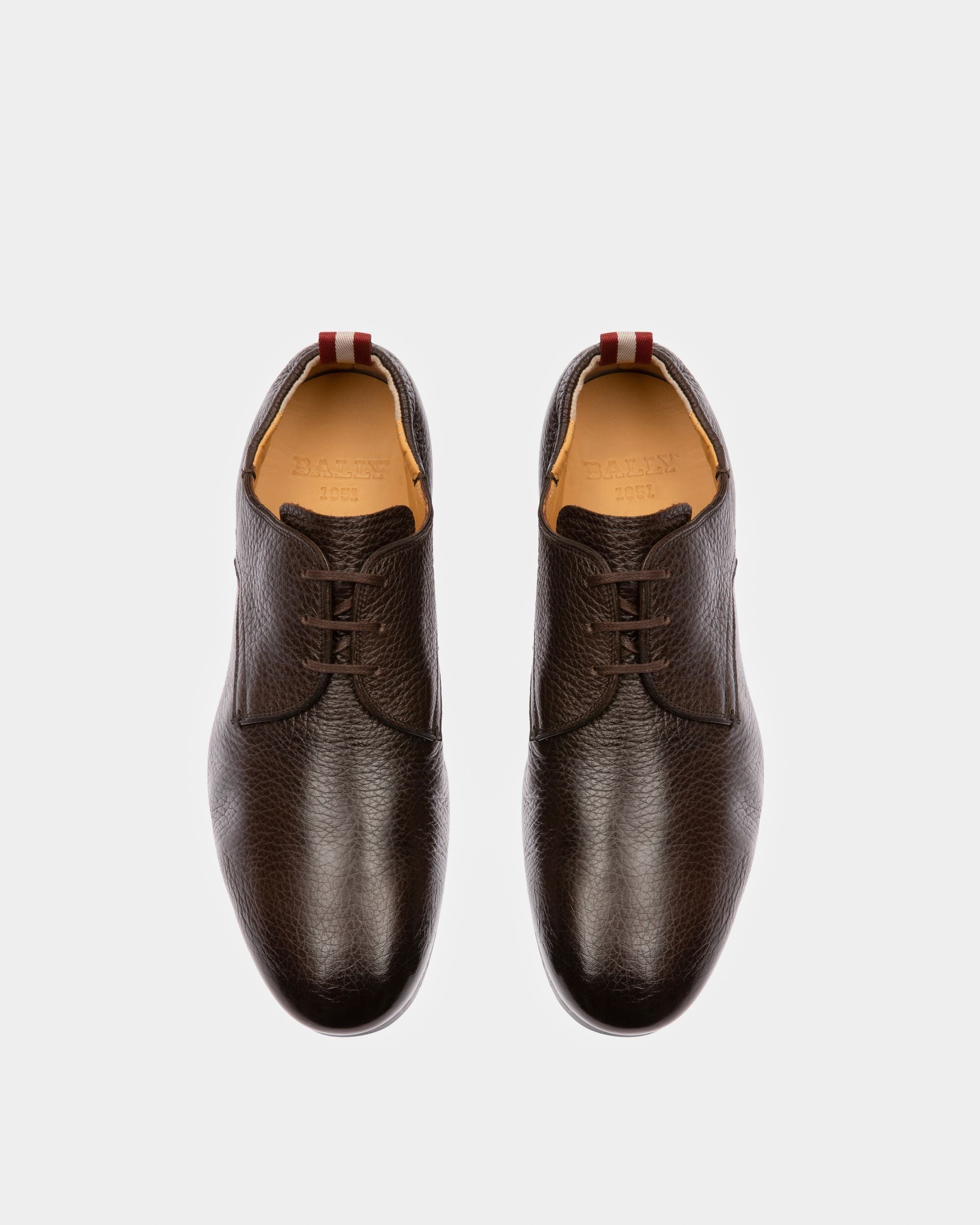 Plizard Leather Derby Shoes In Brown - Men's - Bally - 02