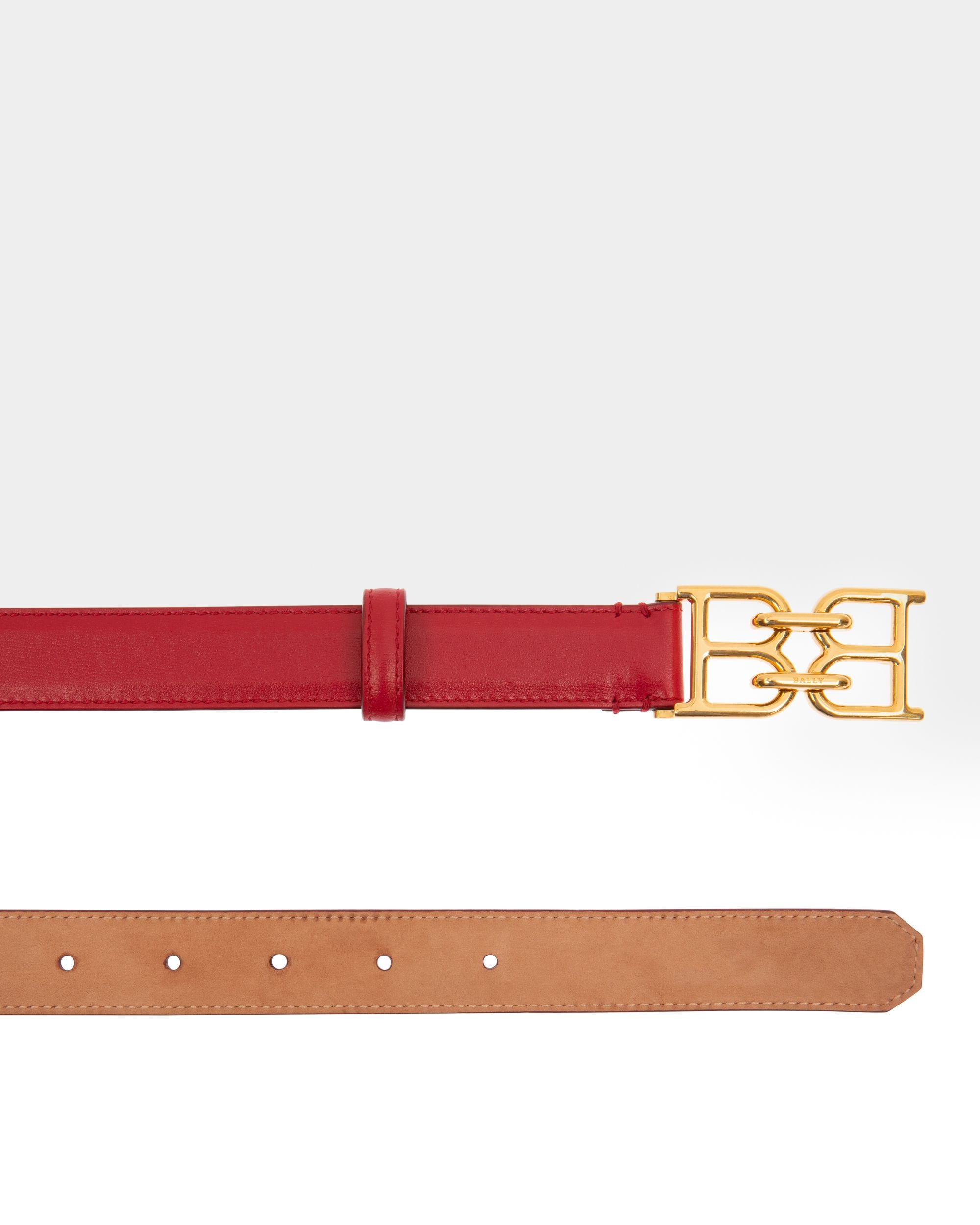 B-Chain Leather 25Mm Belt In Red - Women's - Bally - 02