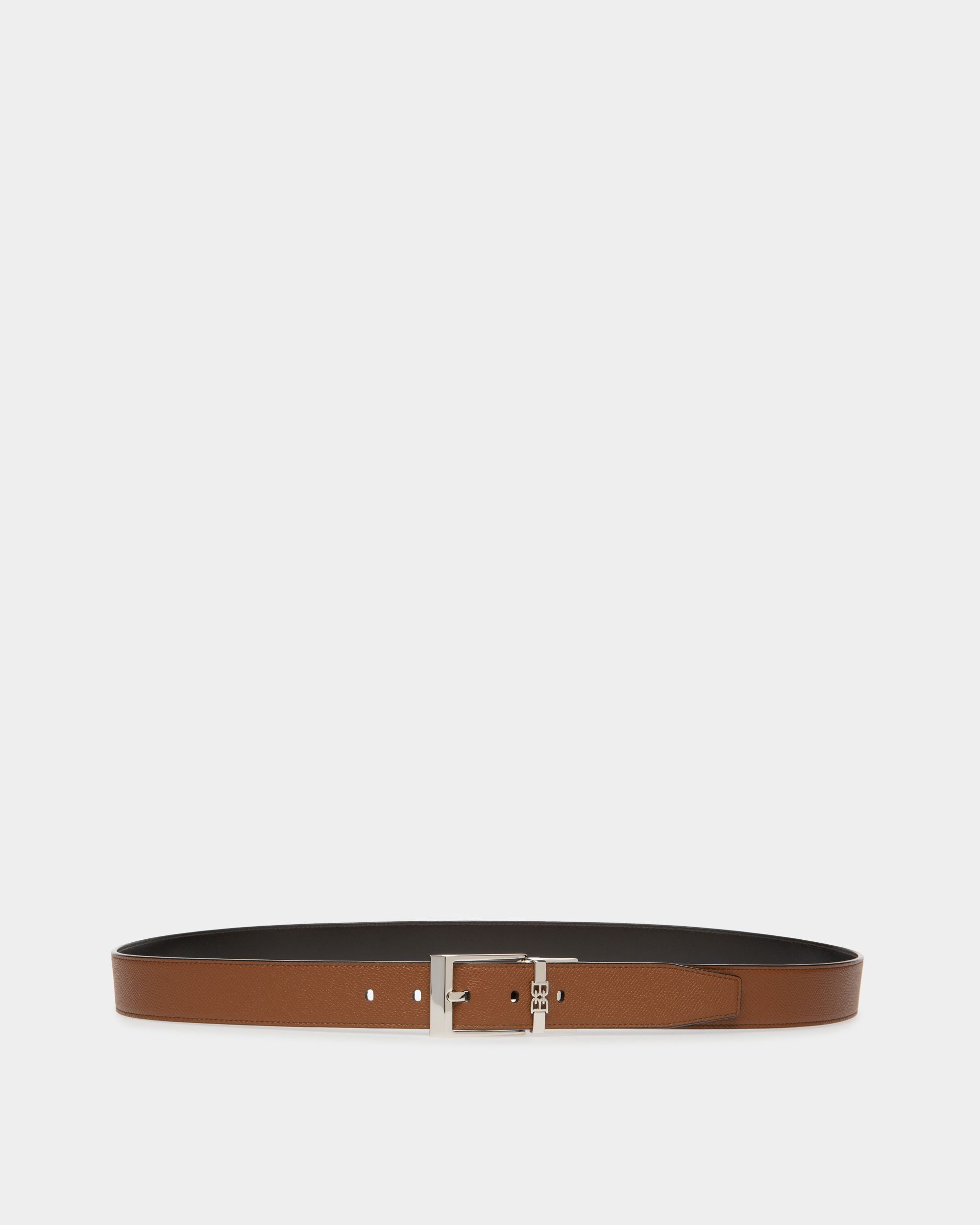Parker Leather 35mm Belt In Brown & Black - Men's - Bally - 01
