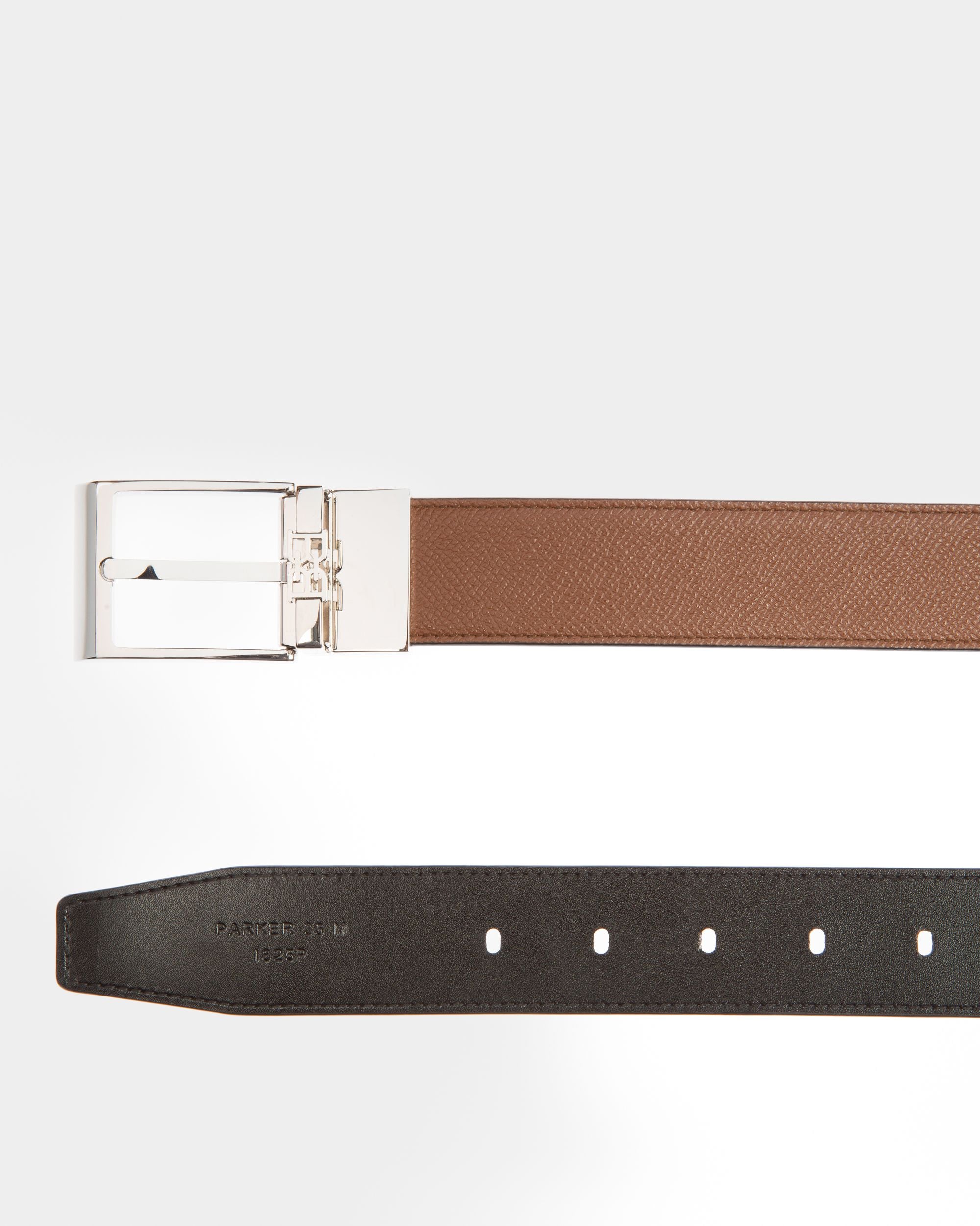 Parker Leather 35mm Belt In Brown & Black - Men's - Bally - 02