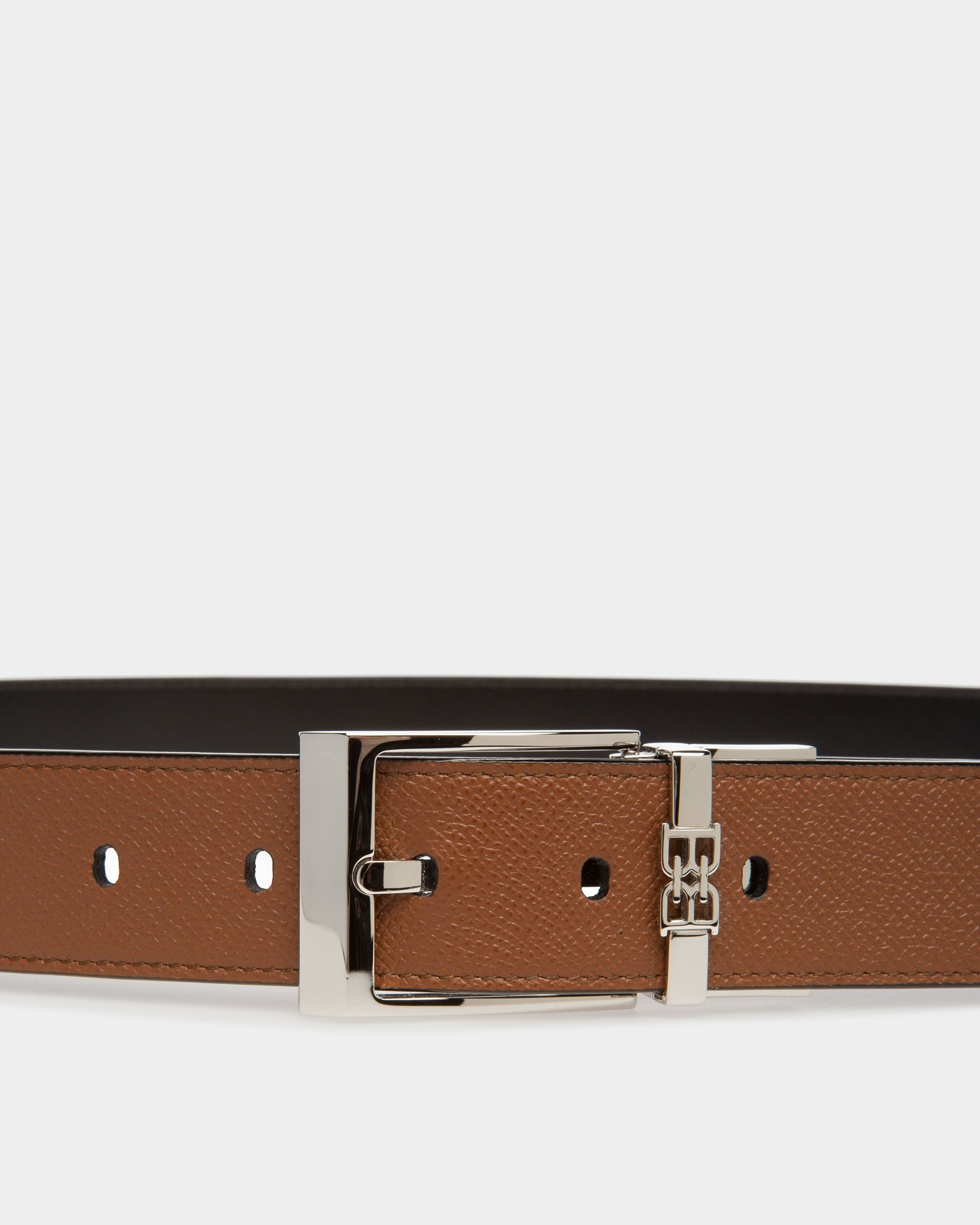 Parker Leather 35mm Belt In Brown & Black - Men's - Bally - 03