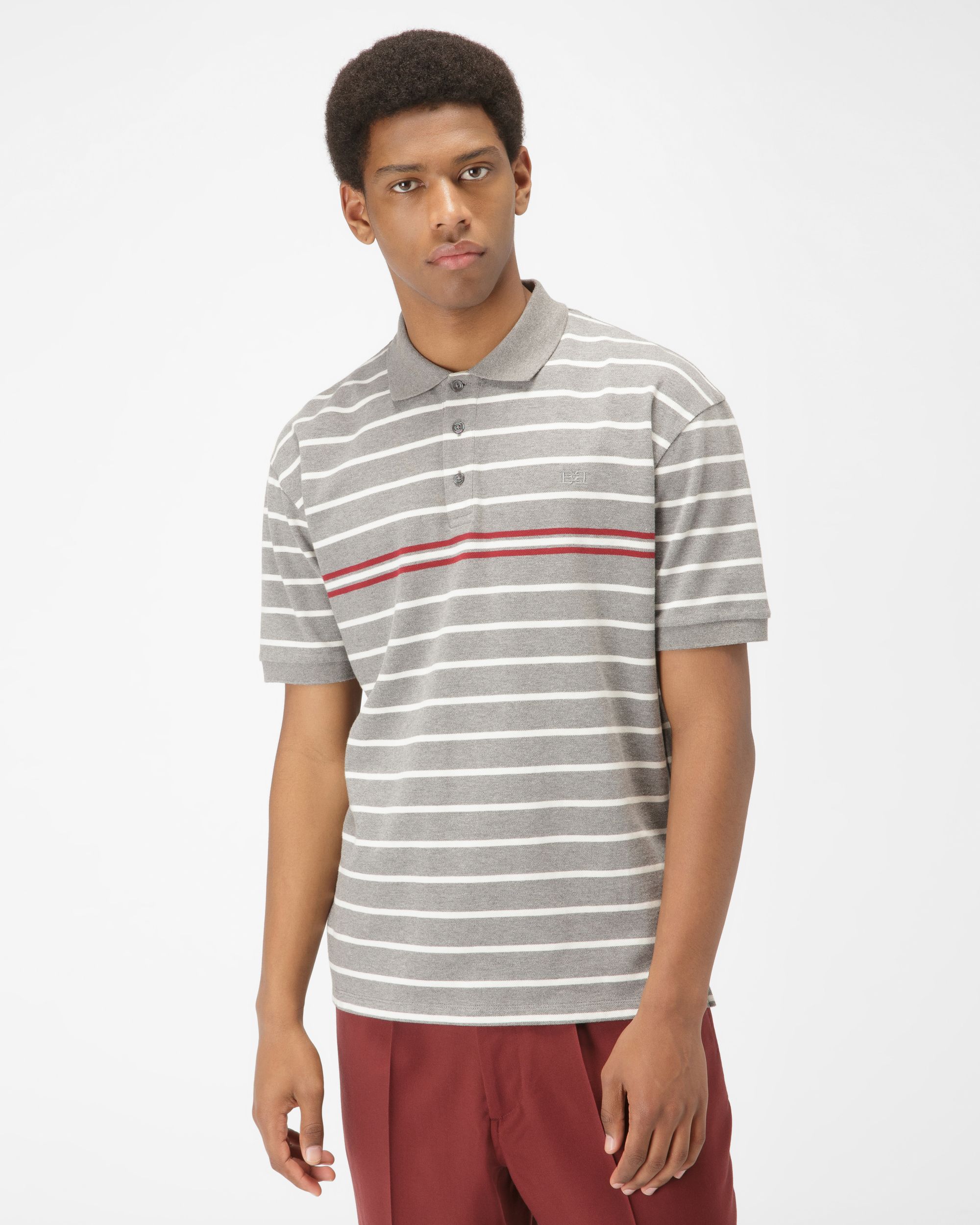 Cotton Polo Shirt In Grey - Men's - Bally - 01