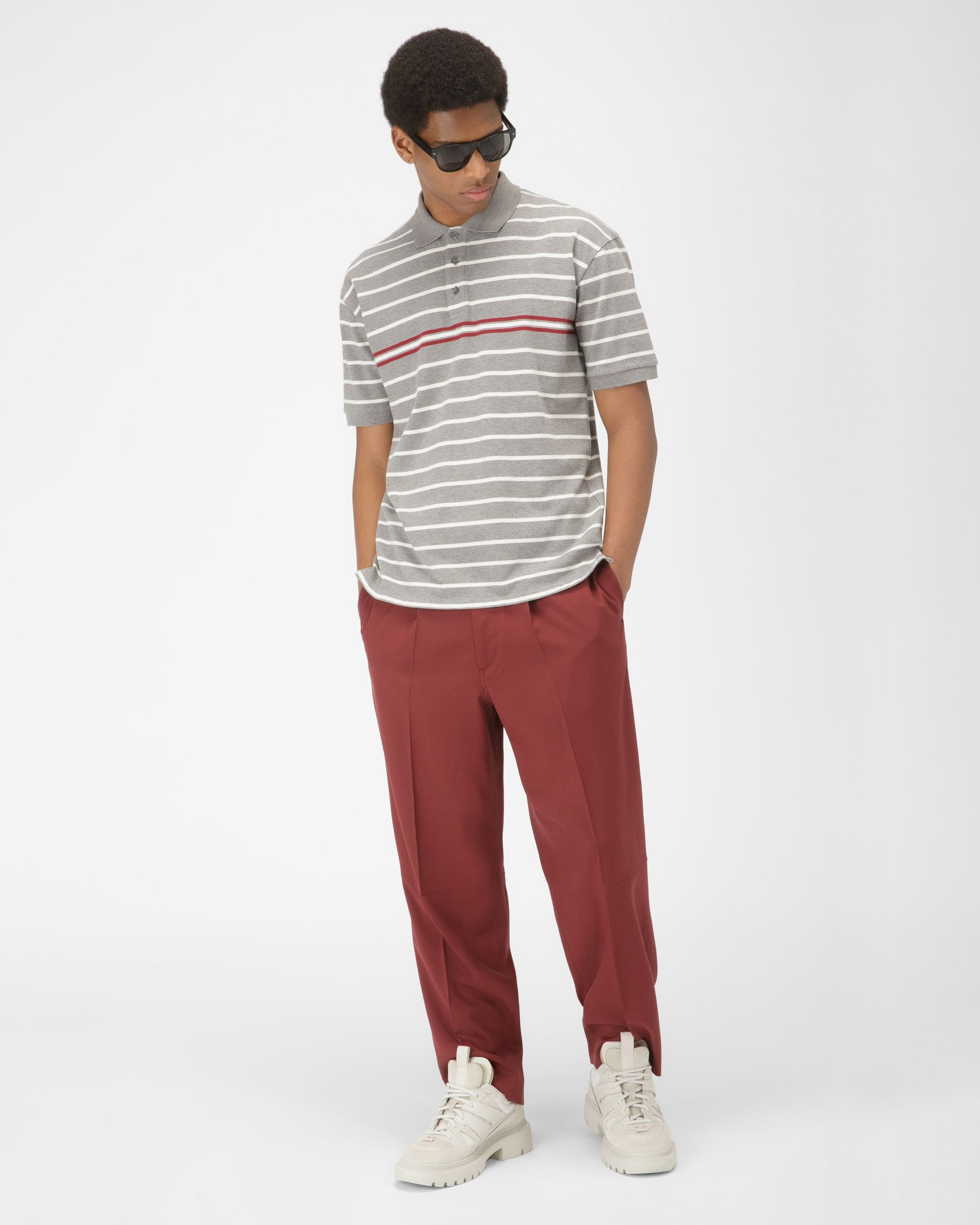 Cotton Polo Shirt In Grey - Men's - Bally - 04