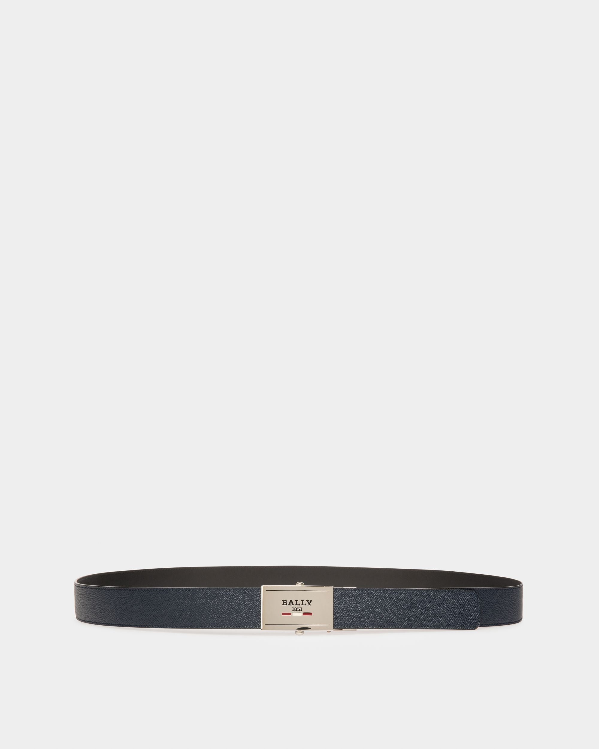 Gyll Leather 35Mm Belt In Navy - Men's - Bally - 01