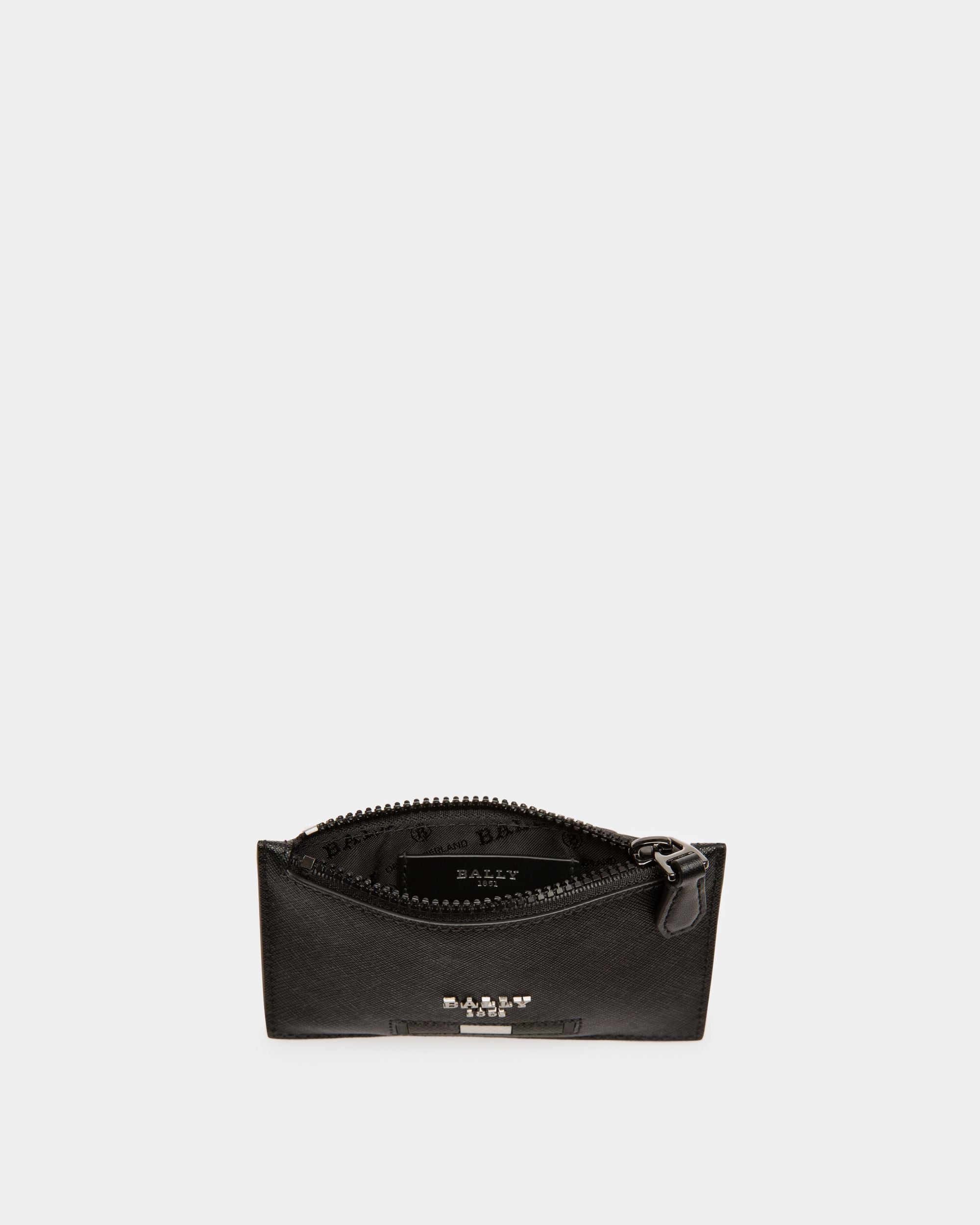 Babe Recycled Leather Card Holder In Black - Men's - Bally - 03